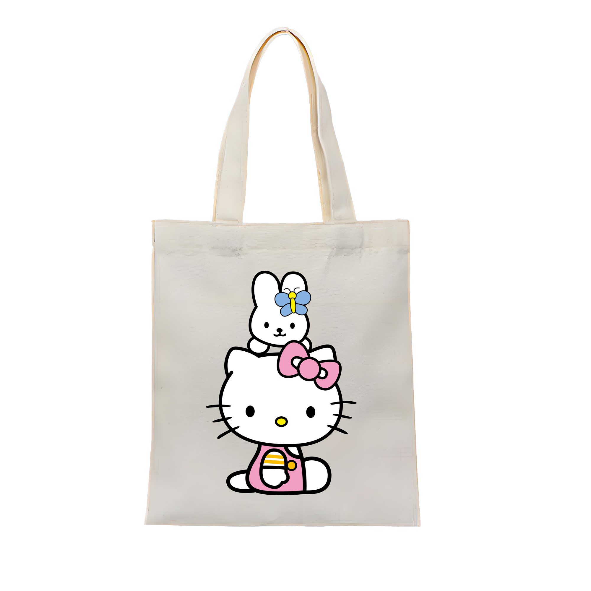 （画像用） Hello Kitty ハローキティ 縦型キャンバス生地手提げバッグ　トートバッグ