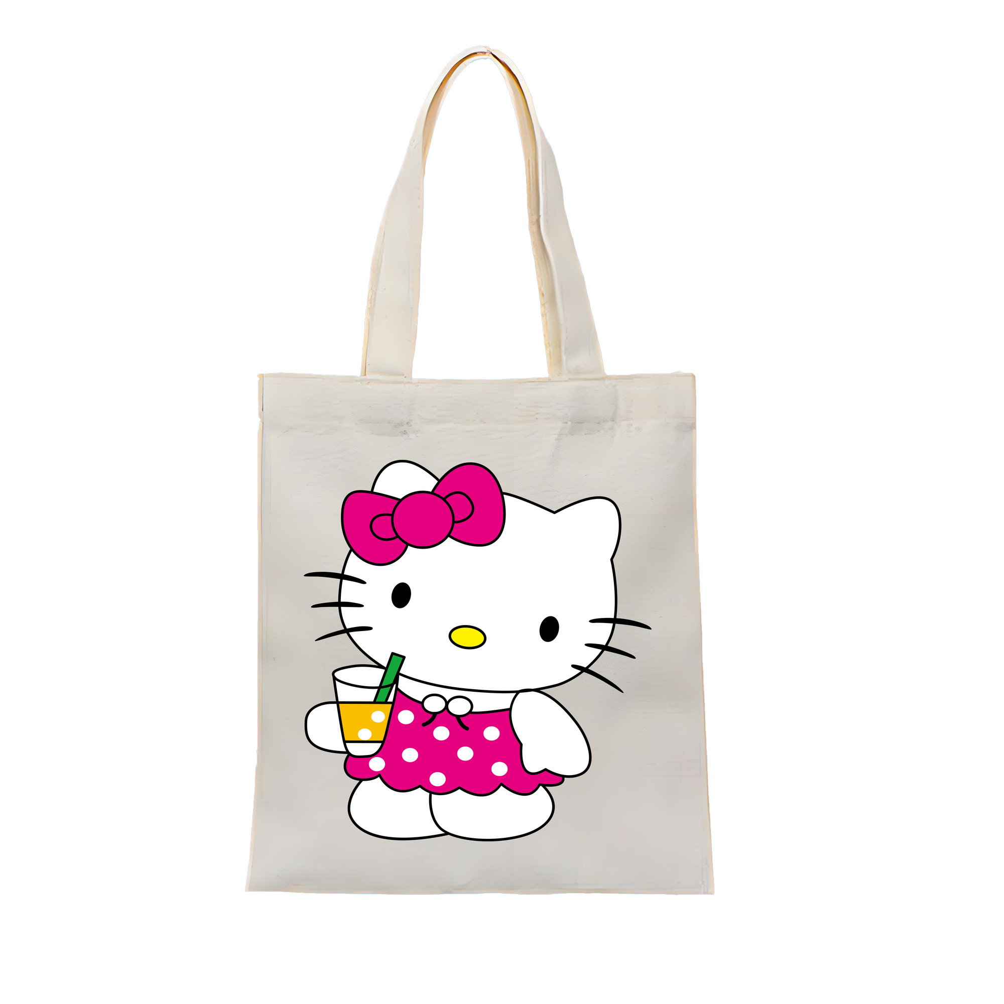 （画像用） Hello Kitty ハローキティ 縦型キャンバス生地手提げバッグ　トートバッグ