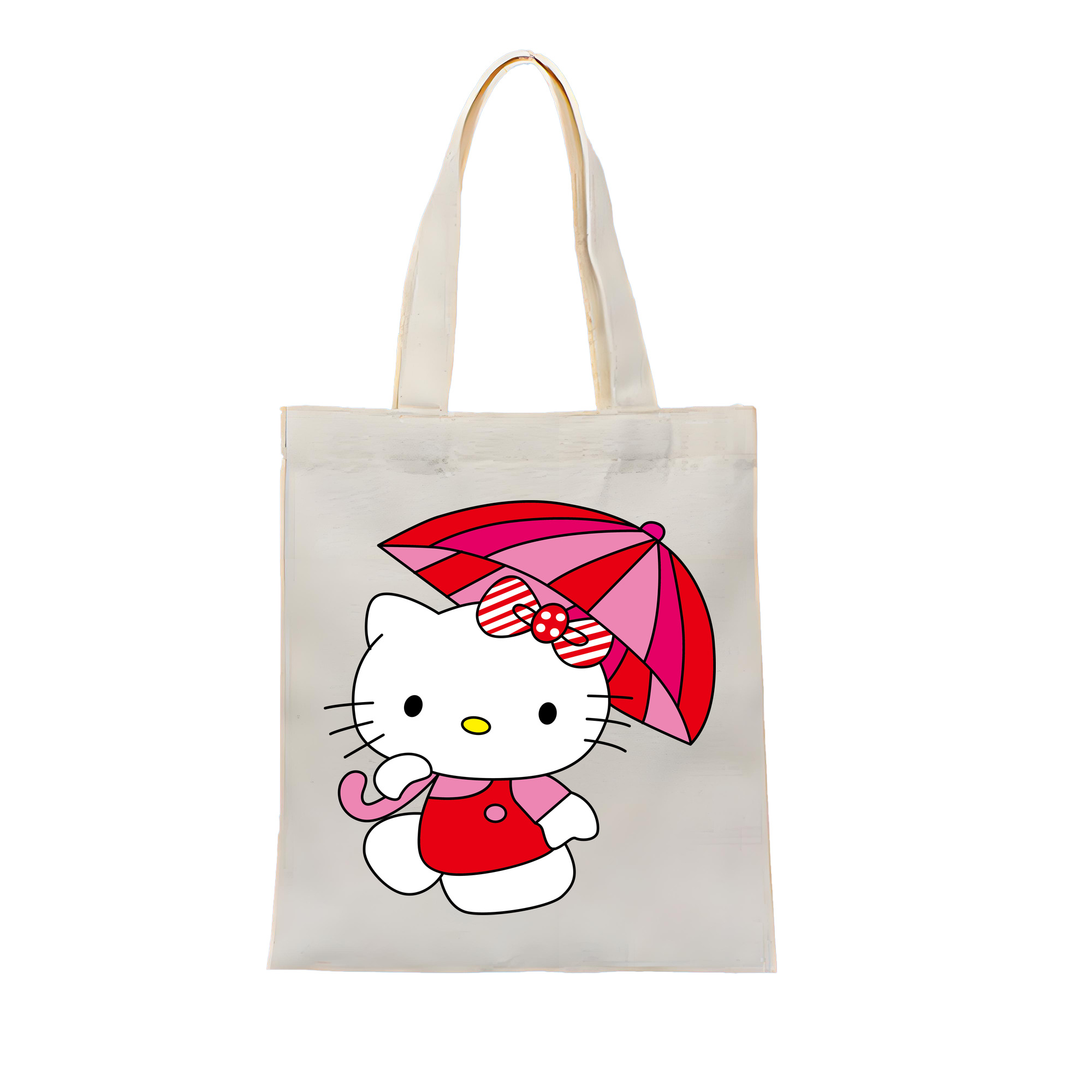 （画像用） Hello Kitty ハローキティ 縦型キャンバス生地手提げバッグ　トートバッグ