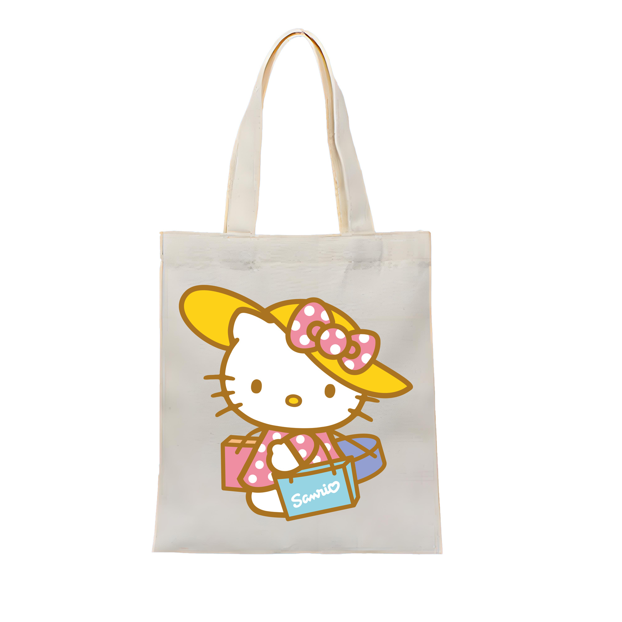 （画像用） Hello Kitty ハローキティ 縦型キャンバス生地手提げバッグ　トートバッグ