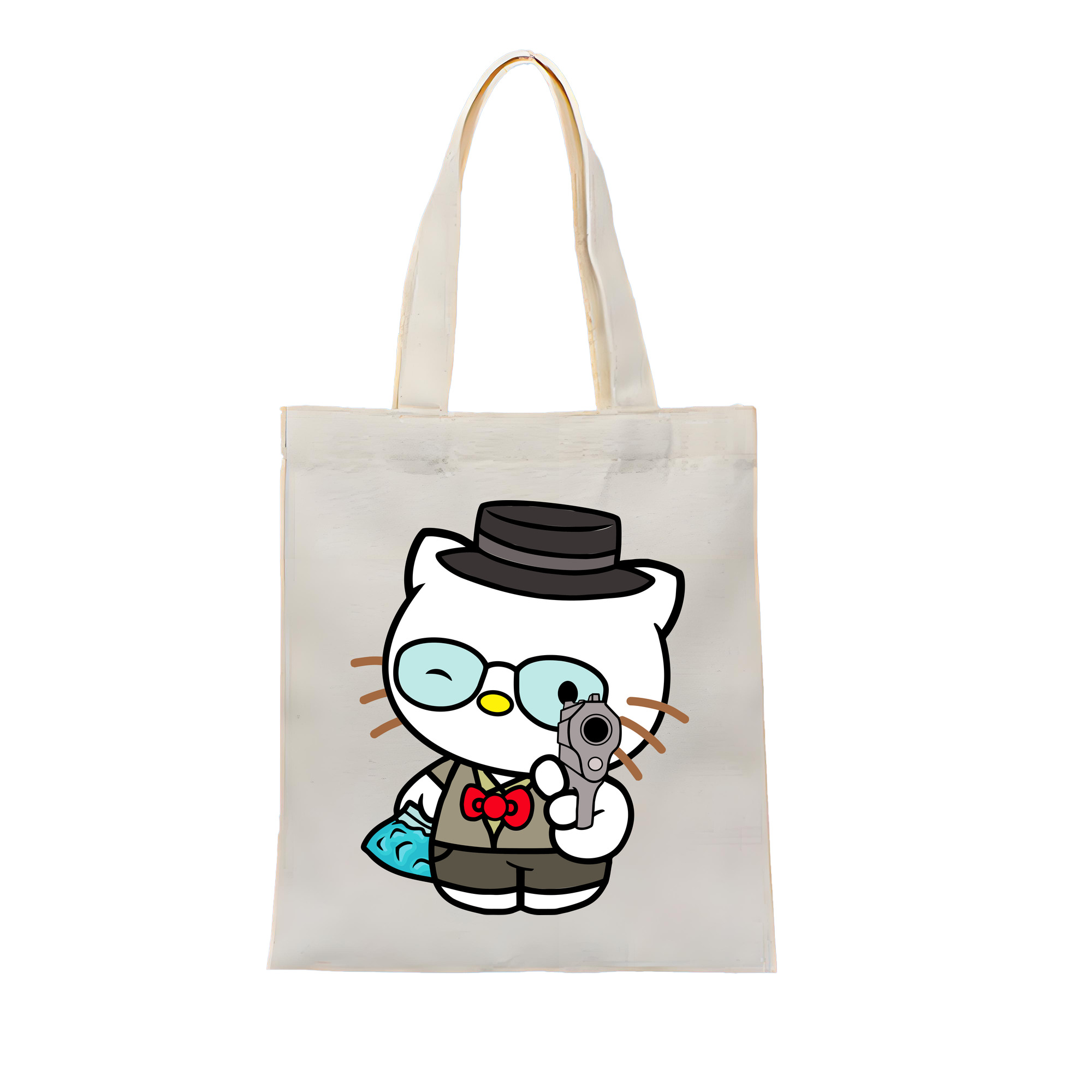 （画像用） Hello Kitty ハローキティ 縦型キャンバス生地手提げバッグ　トートバッグ