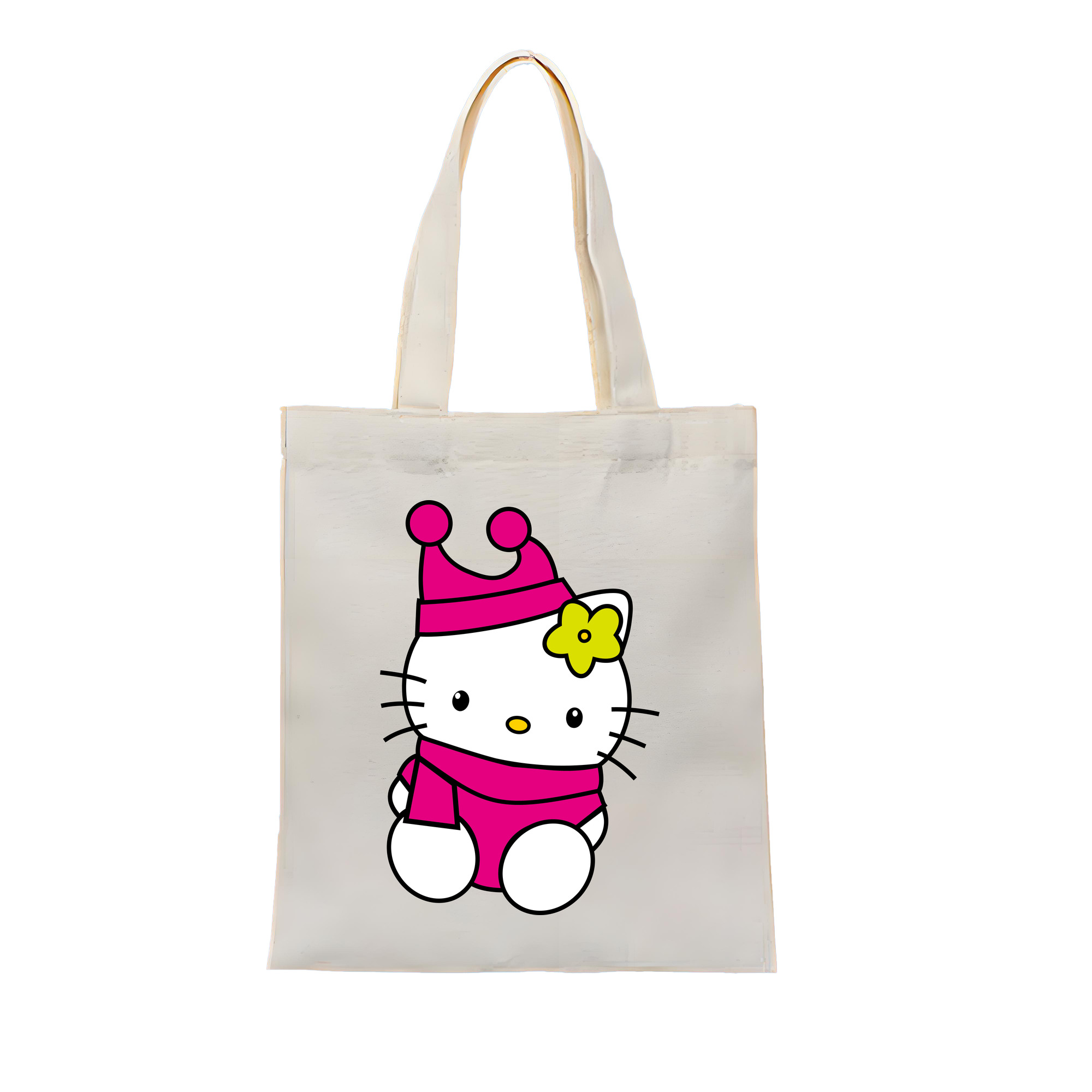 （画像用） Hello Kitty ハローキティ 縦型キャンバス生地手提げバッグ　トートバッグ