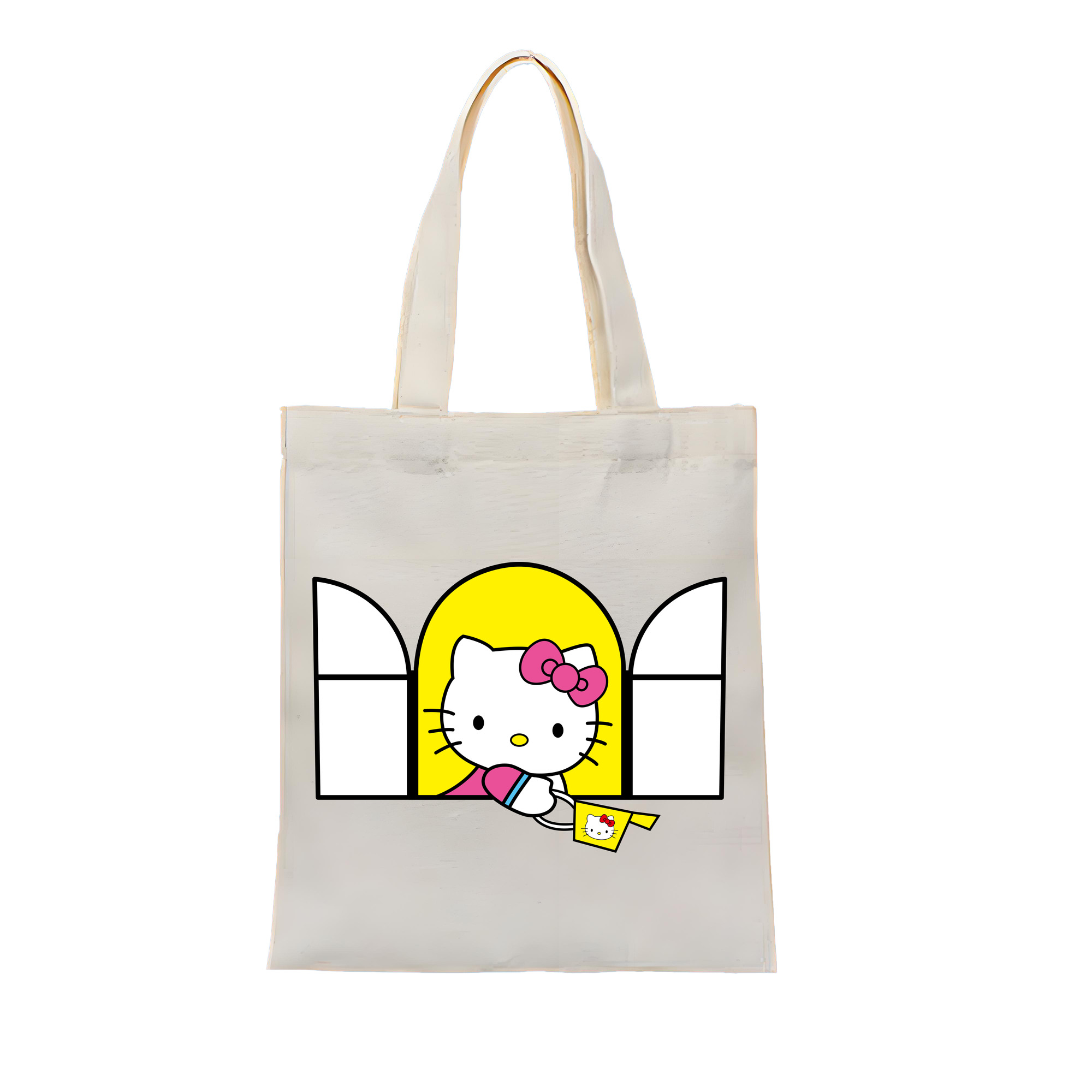 （画像用） Hello Kitty ハローキティ 縦型キャンバス生地手提げバッグ　トートバッグ