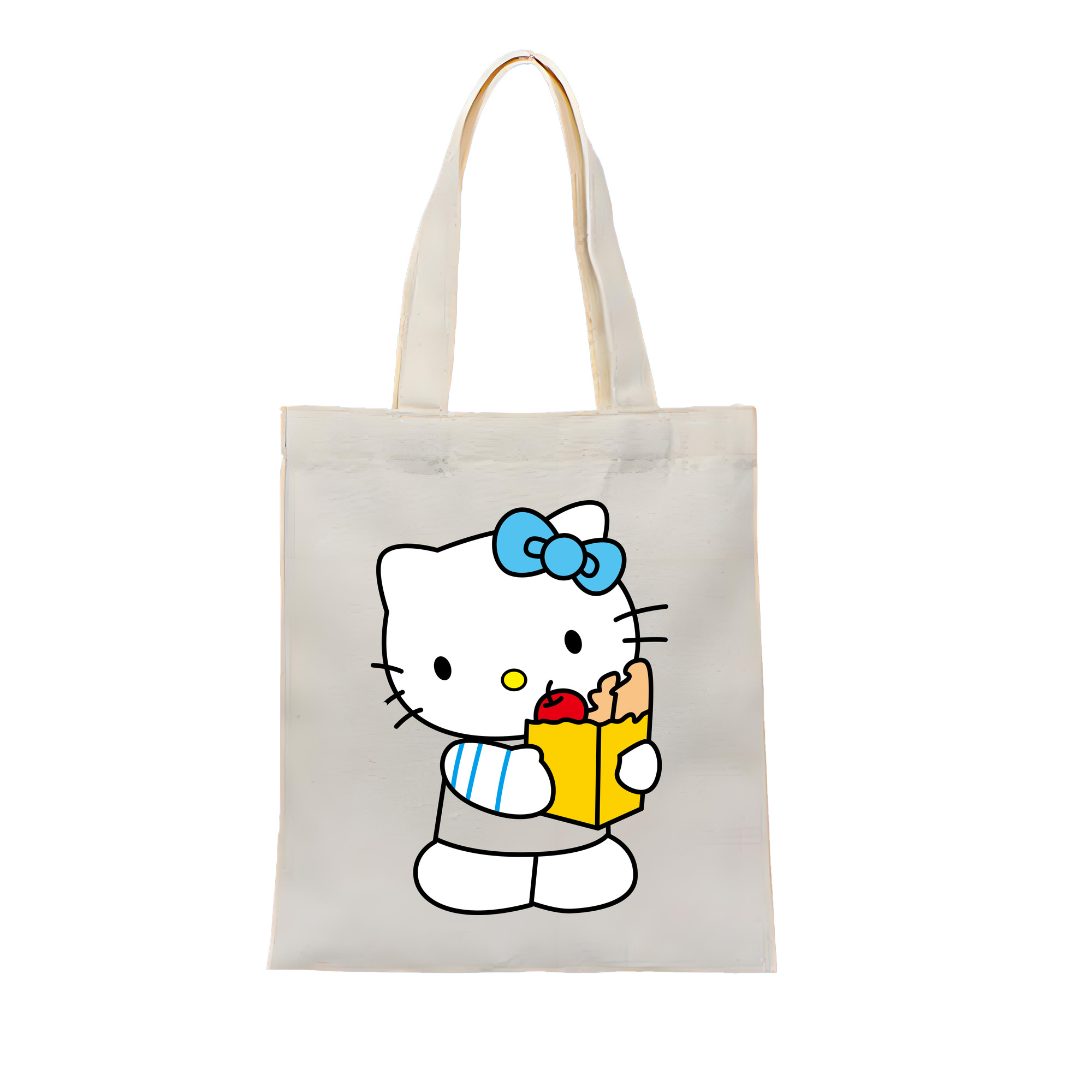 （画像用） Hello Kitty ハローキティ 縦型キャンバス生地手提げバッグ　トートバッグ