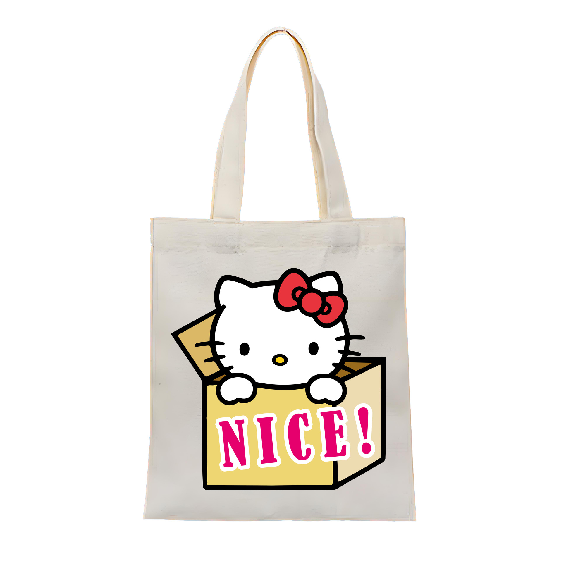 （画像用） Hello Kitty ハローキティ 縦型キャンバス生地手提げバッグ　トートバッグ