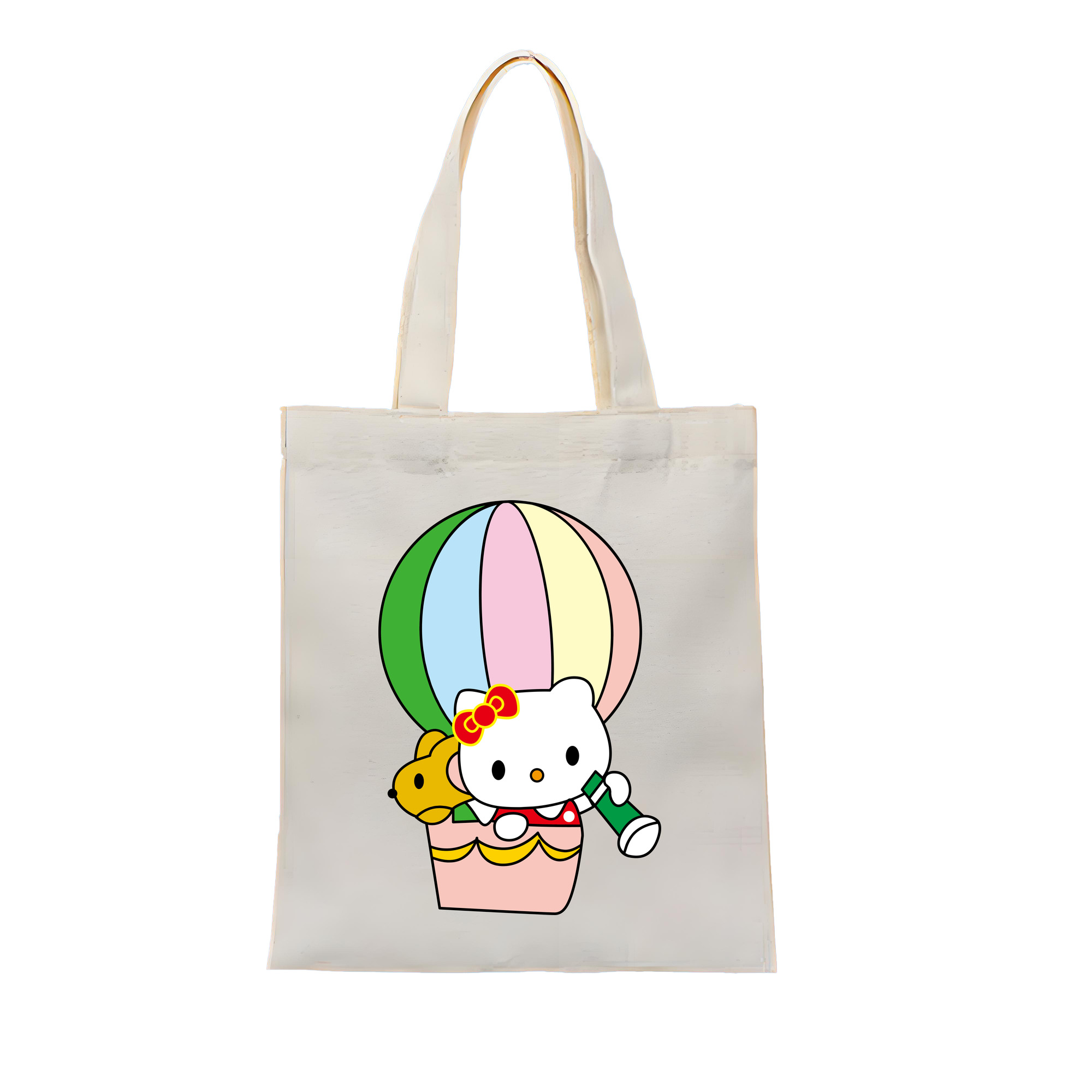 （画像用） Hello Kitty ハローキティ 縦型キャンバス生地手提げバッグ　トートバッグ