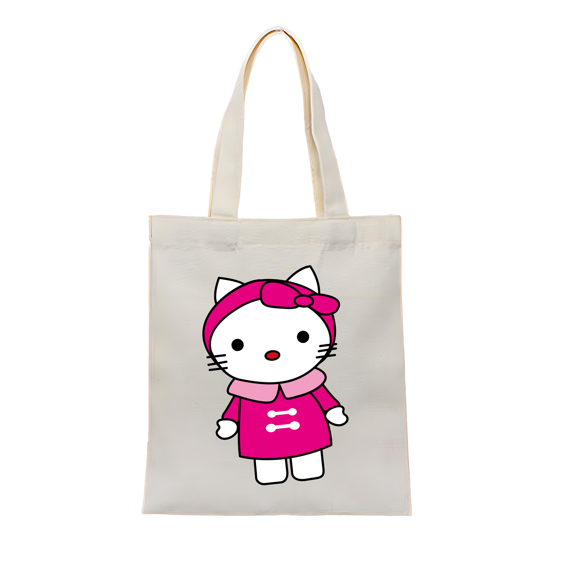（画像用） Hello Kitty ハローキティ 縦型キャンバス生地手提げバッグ　トートバッグ