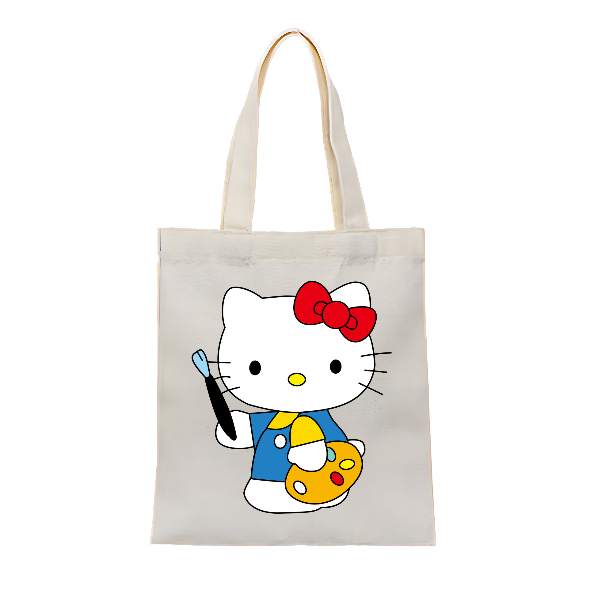 （画像用） Hello Kitty ハローキティ 縦型キャンバス生地手提げバッグ　トートバッグ
