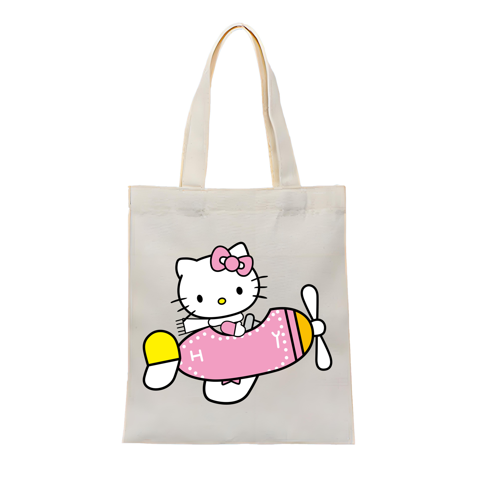 （画像用） Hello Kitty ハローキティ 縦型キャンバス生地手提げバッグ　トートバッグ