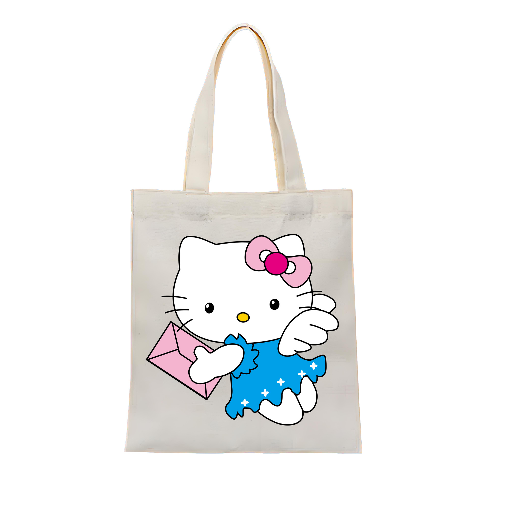 （画像用） Hello Kitty ハローキティ 縦型キャンバス生地手提げバッグ　トートバッグ