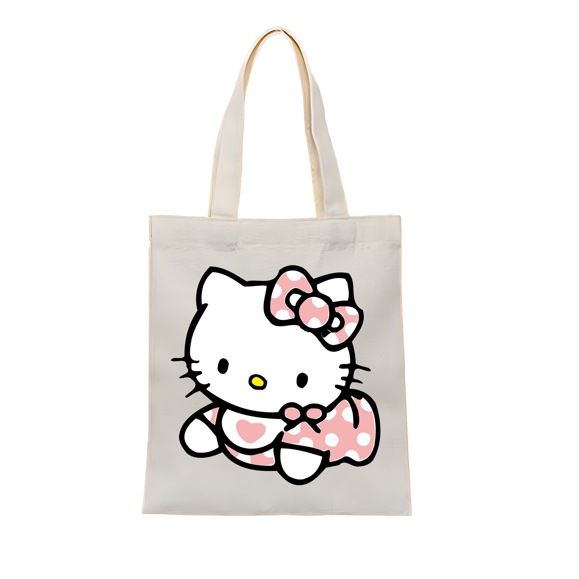 （画像用） Hello Kitty ハローキティ 縦型キャンバス生地手提げバッグ　トートバッグ