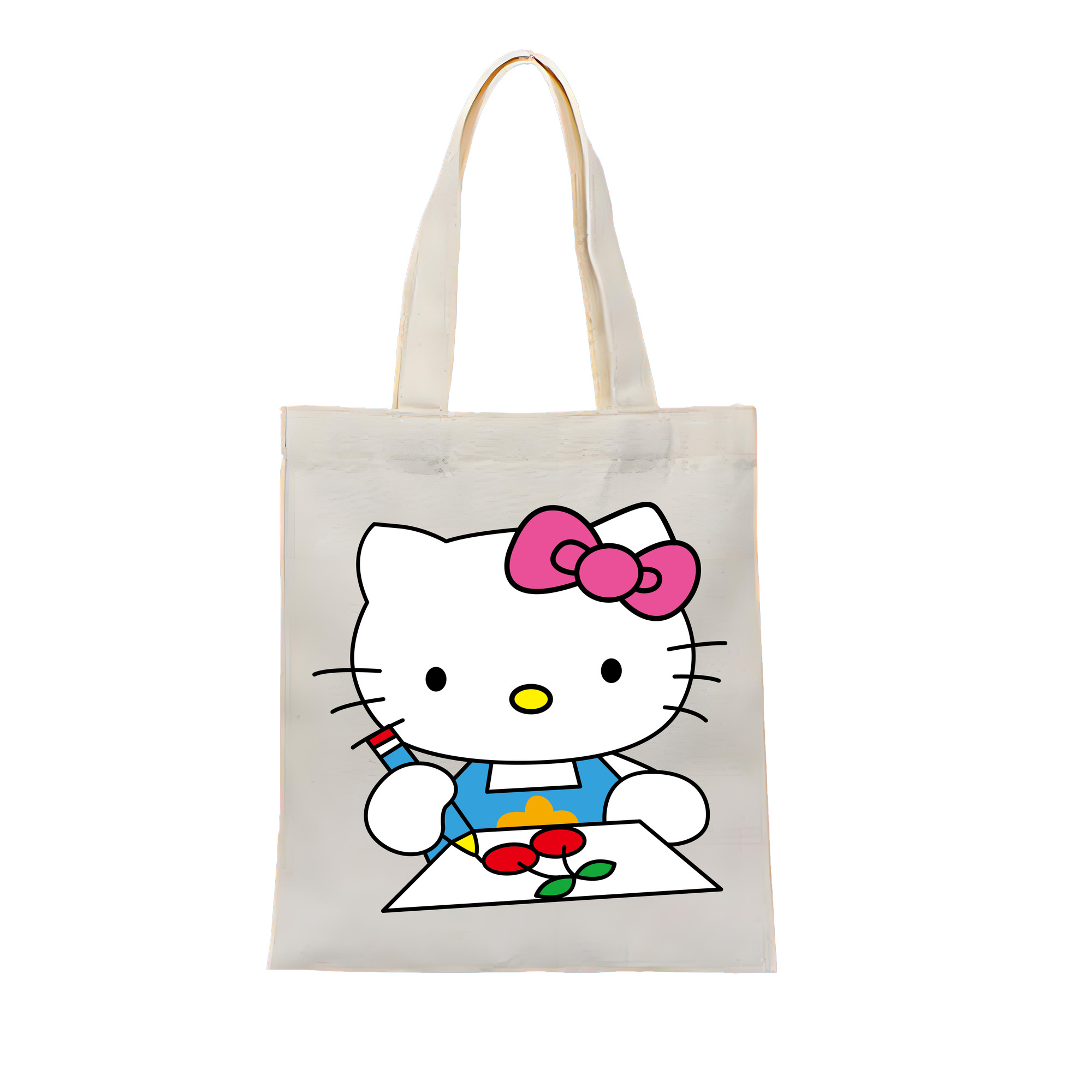 （画像用） Hello Kitty ハローキティ 縦型キャンバス生地手提げバッグ　トートバッグ