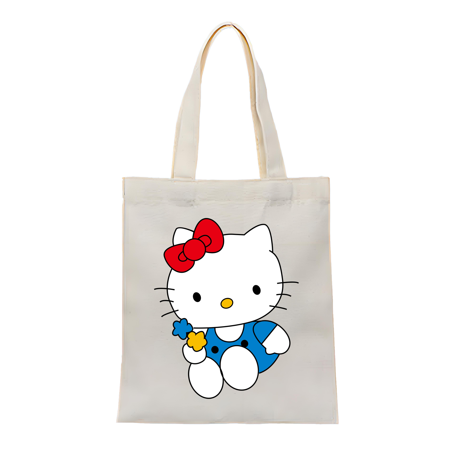 （画像用） Hello Kitty ハローキティ 縦型キャンバス生地手提げバッグ　トートバッグ