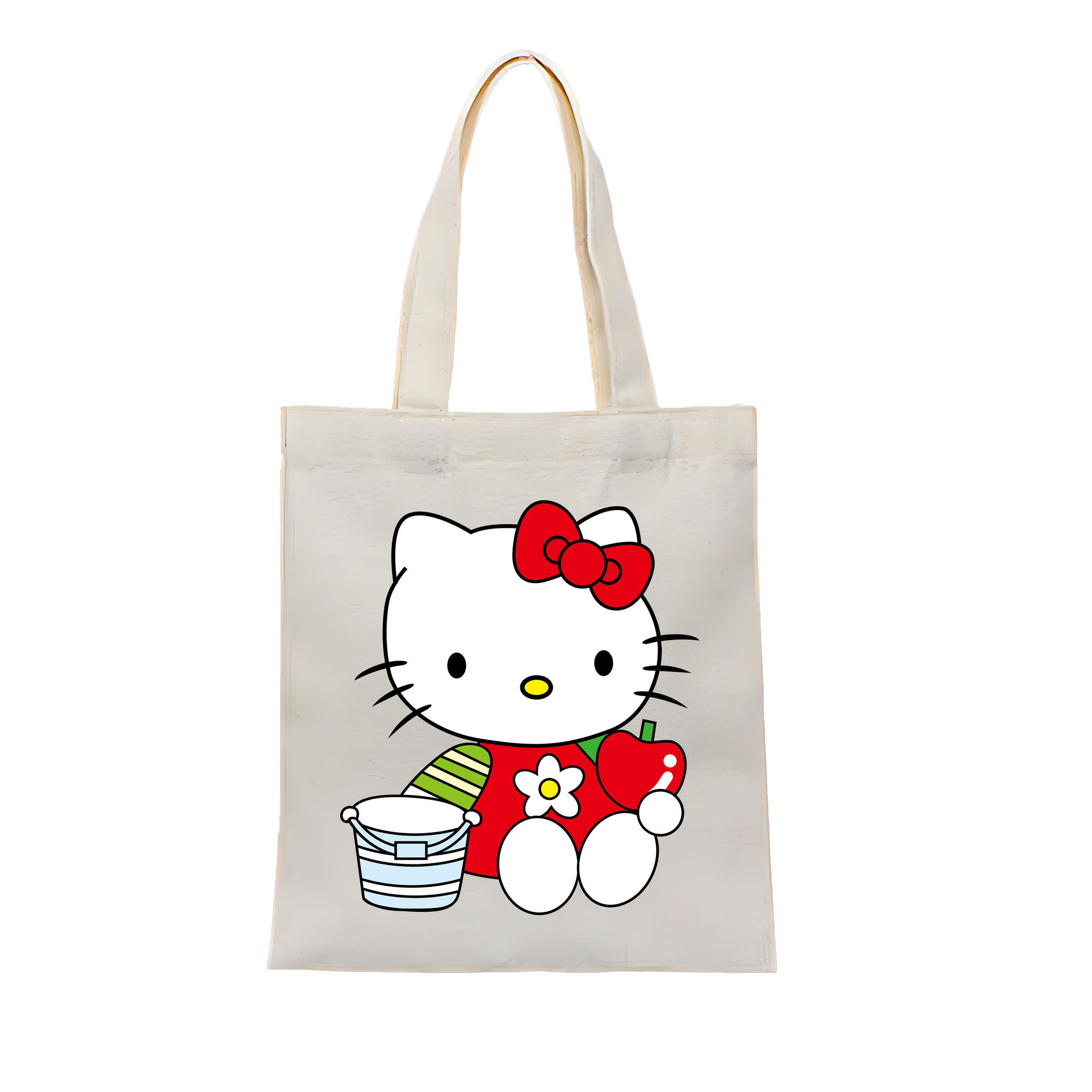 （画像用） Hello Kitty ハローキティ 縦型キャンバス生地手提げバッグ　トートバッグ