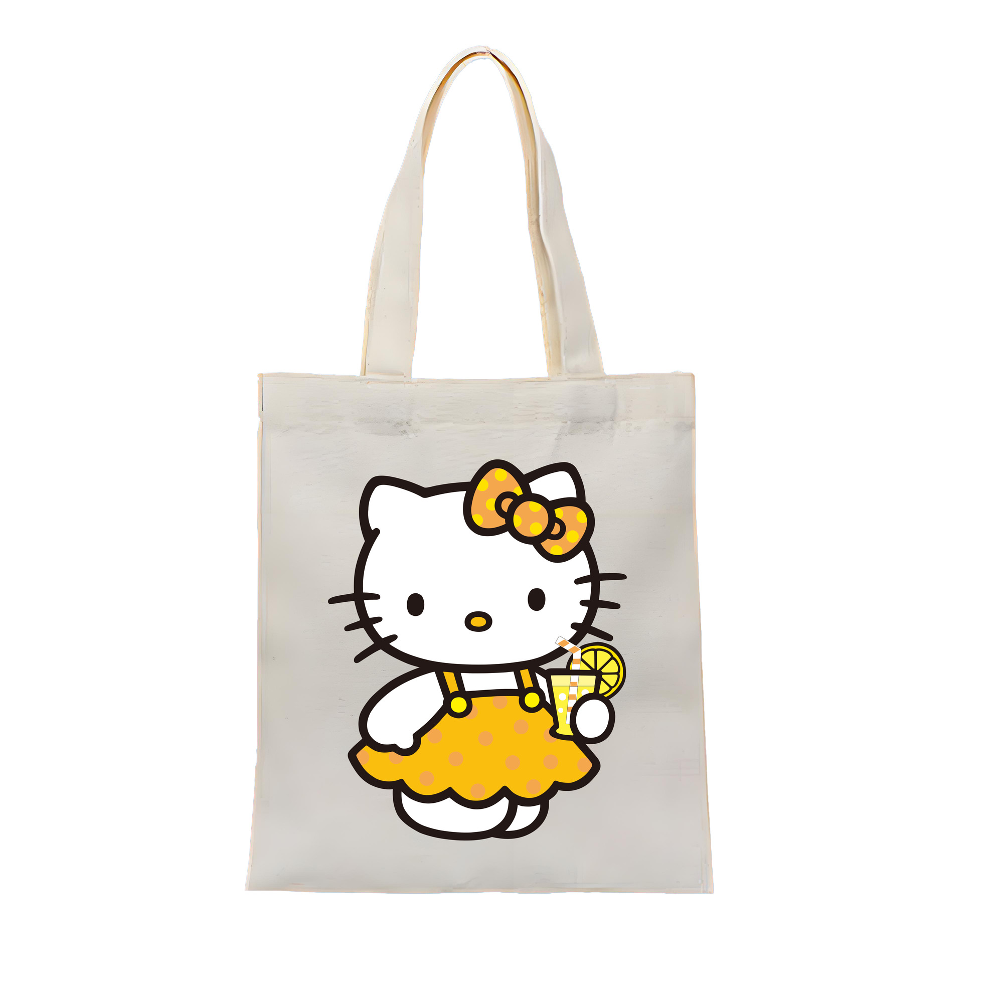 （画像用） Hello Kitty ハローキティ 縦型キャンバス生地手提げバッグ　トートバッグ