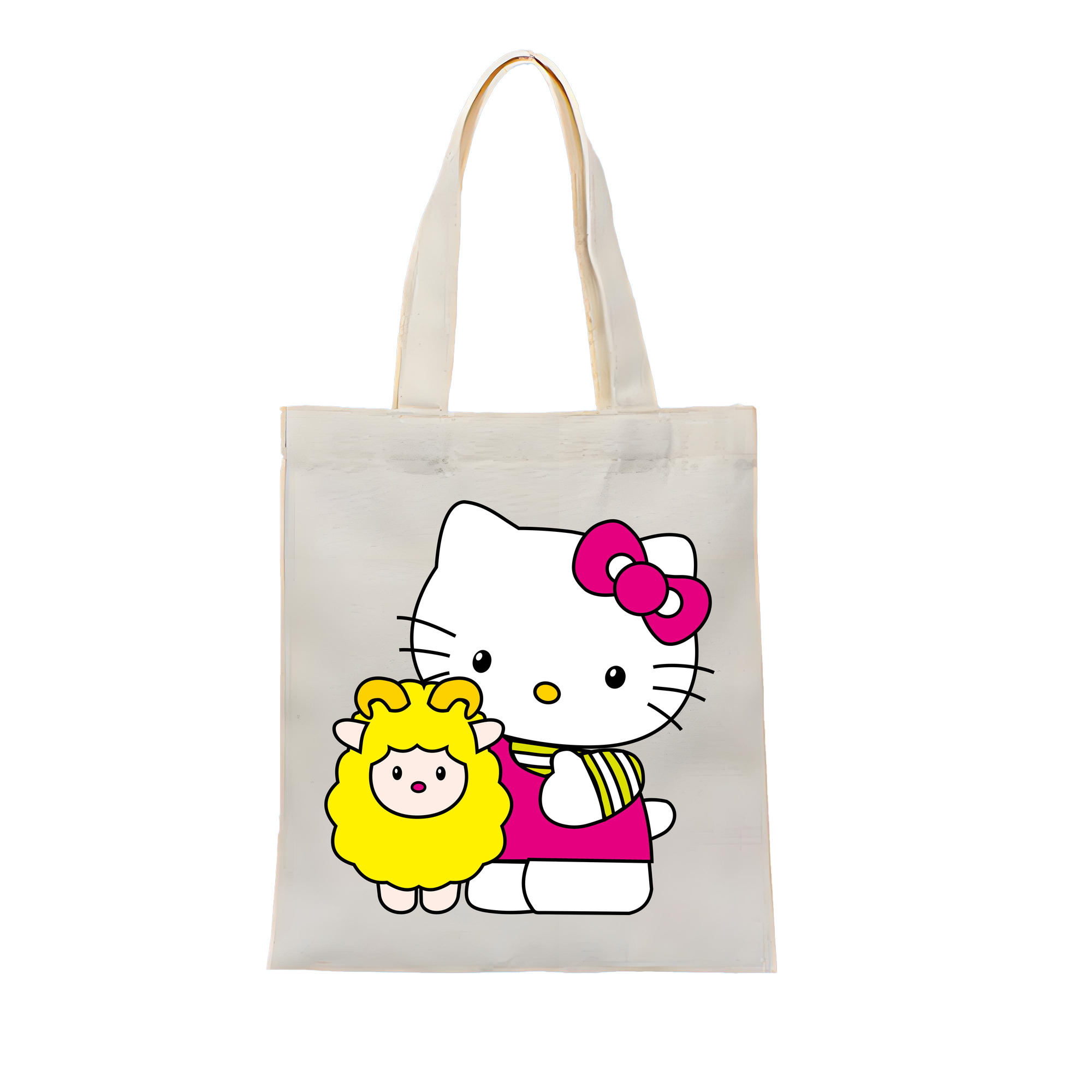 （画像用） Hello Kitty ハローキティ 縦型キャンバス生地手提げバッグ　トートバッグ