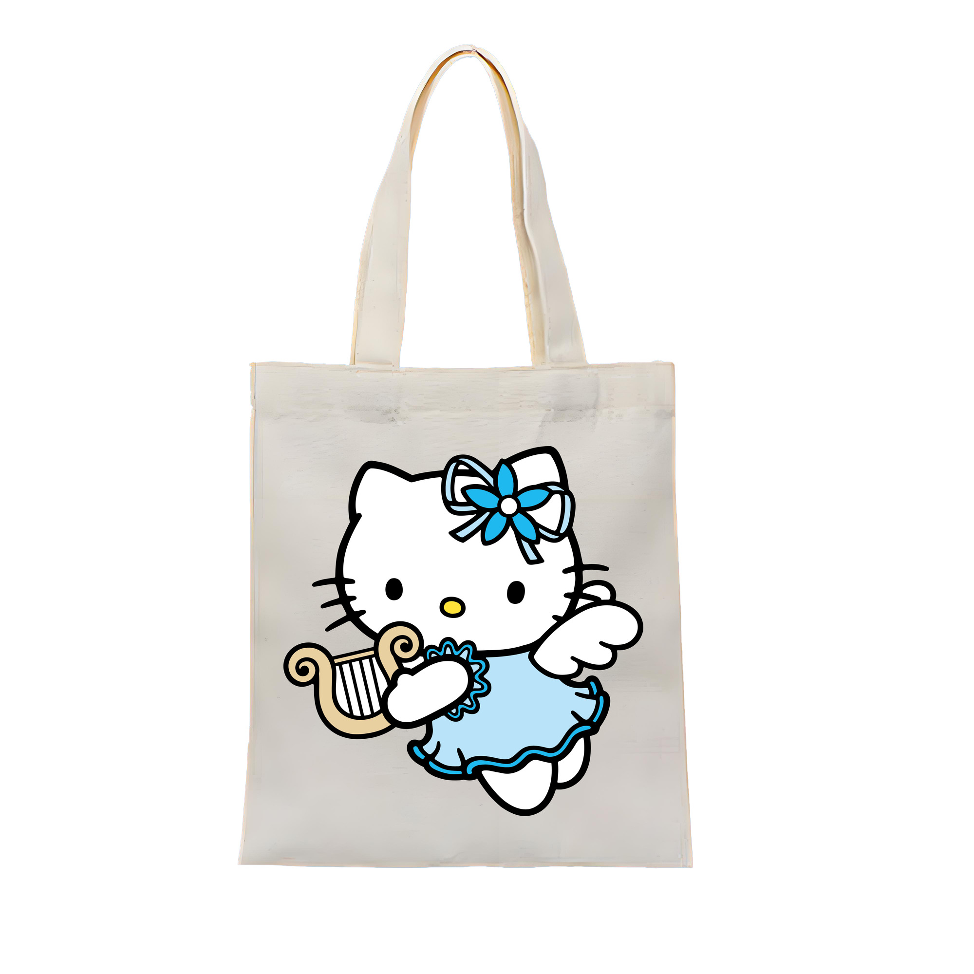 （画像用） Hello Kitty ハローキティ 縦型キャンバス生地手提げバッグ　トートバッグ