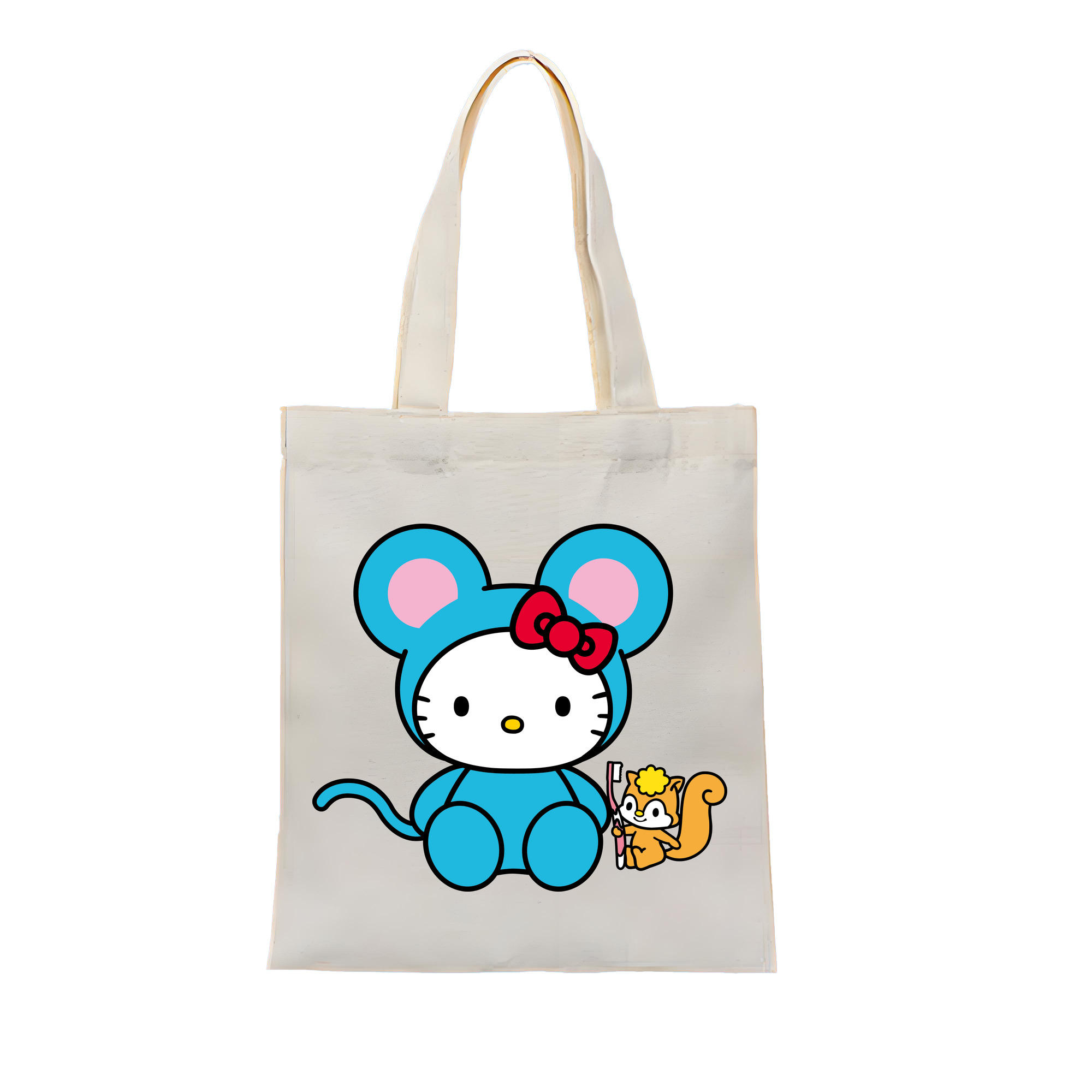 （画像用） Hello Kitty ハローキティ 縦型キャンバス生地手提げバッグ　トートバッグ