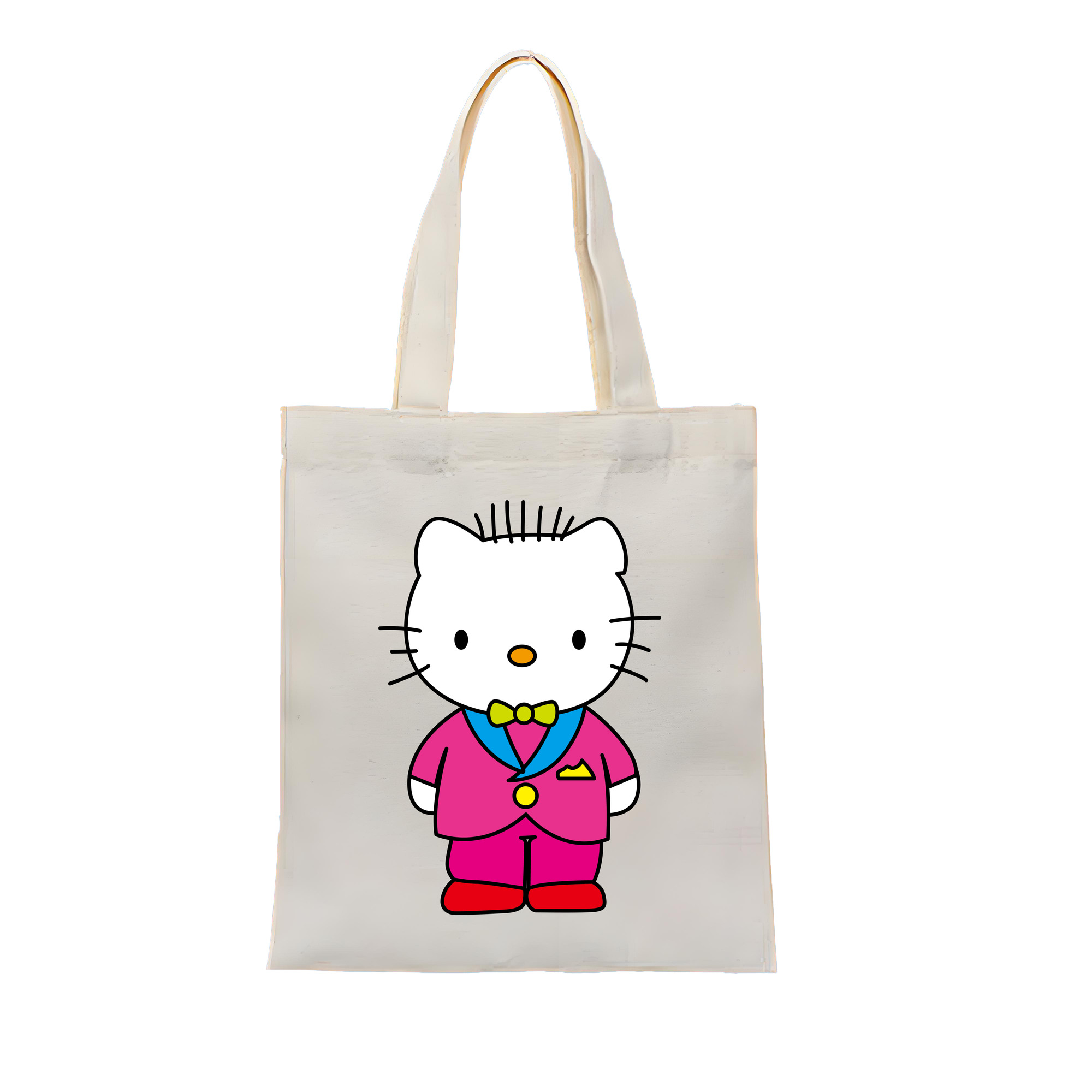 （画像用） Hello Kitty ハローキティ 縦型キャンバス生地手提げバッグ　トートバッグ