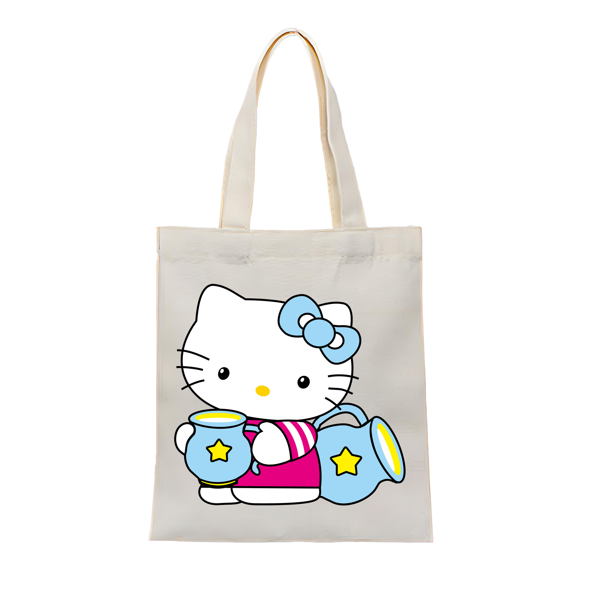 （画像用） Hello Kitty ハローキティ 縦型キャンバス生地手提げバッグ　トートバッグ