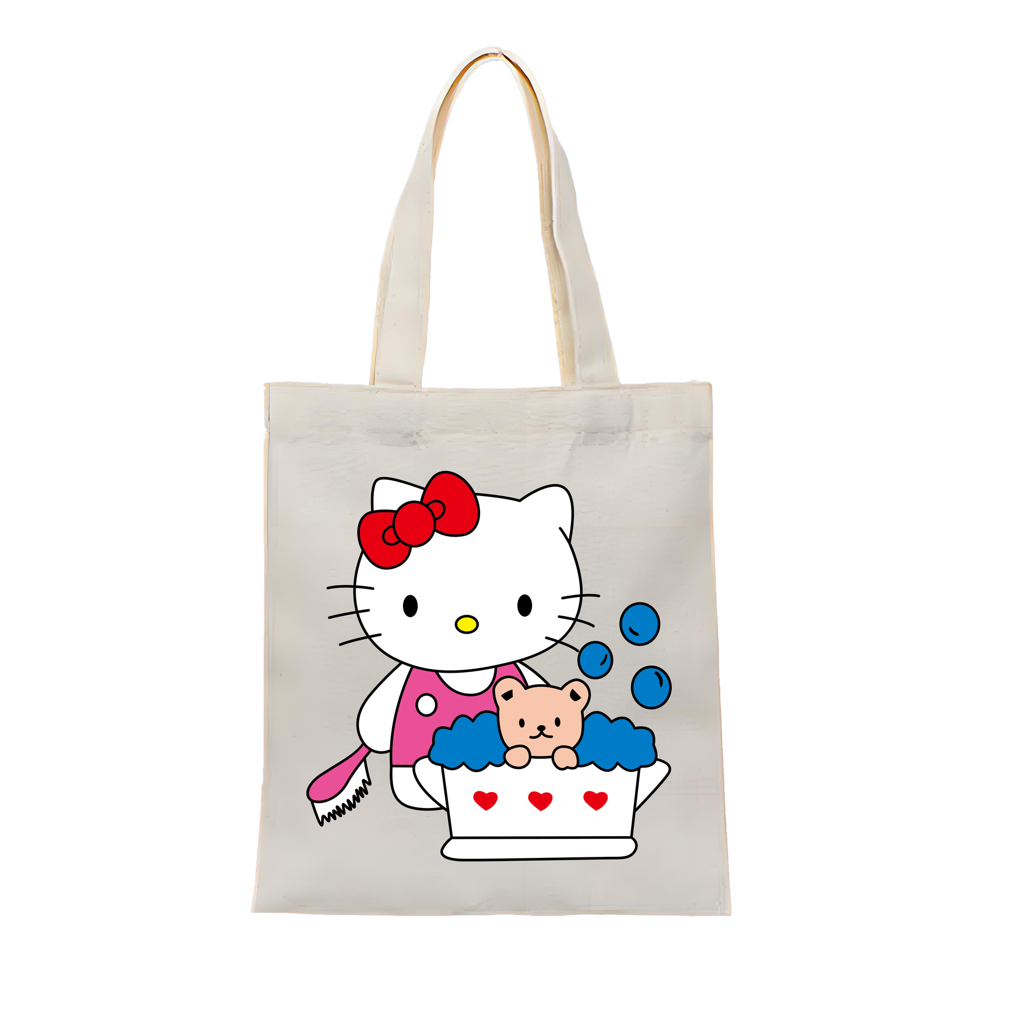 （画像用） Hello Kitty ハローキティ 縦型キャンバス生地手提げバッグ　トートバッグ