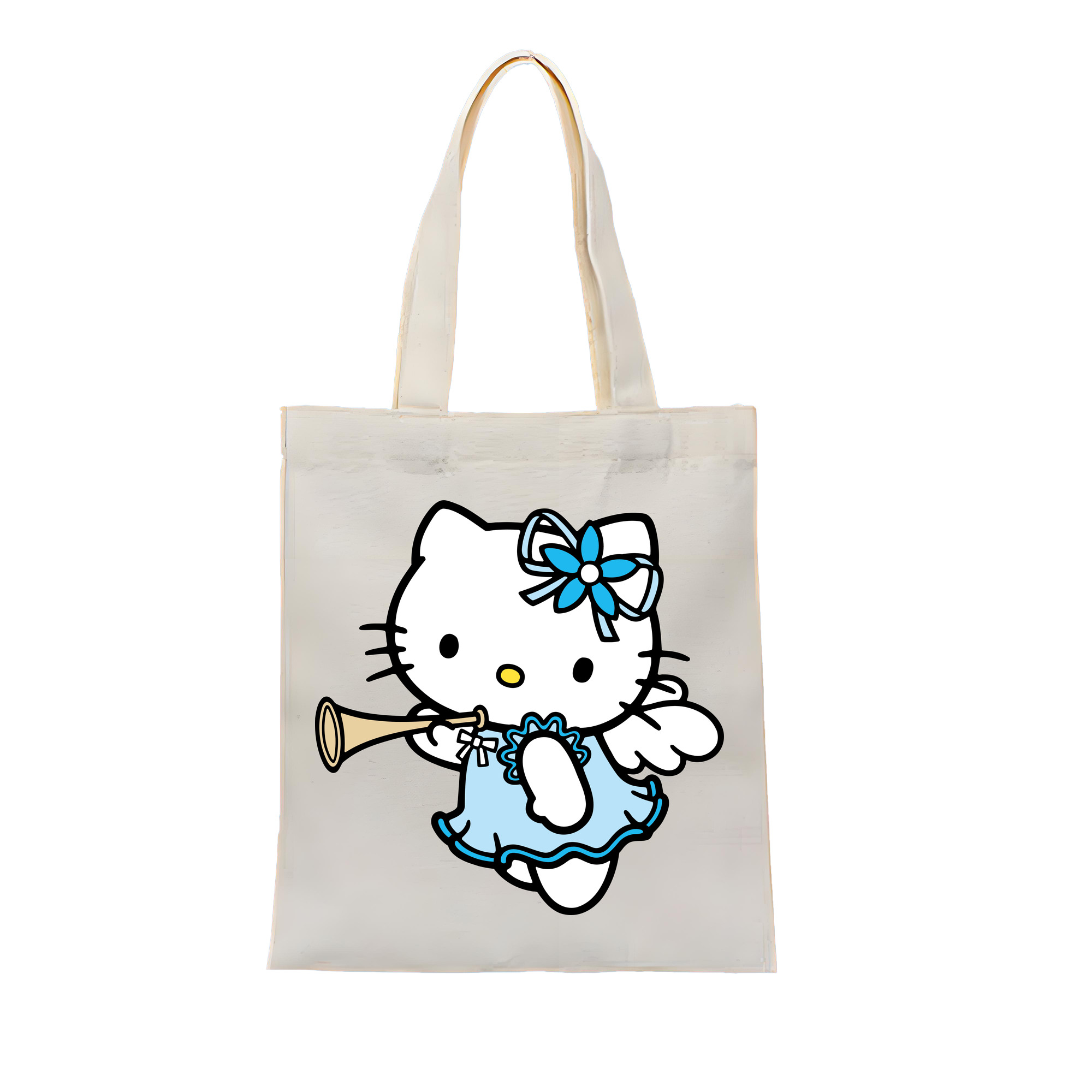 （画像用） Hello Kitty ハローキティ 縦型キャンバス生地手提げバッグ　トートバッグ