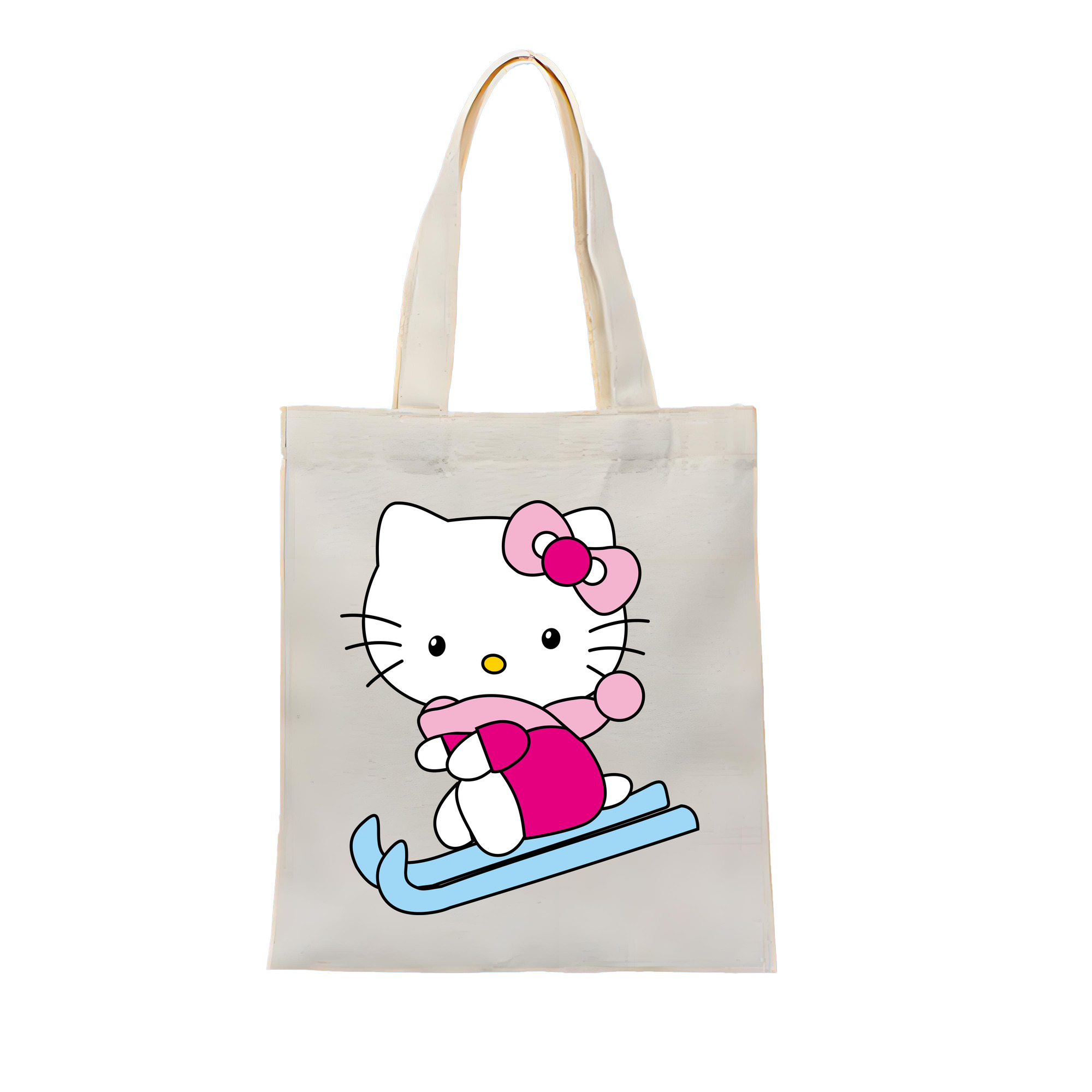 （画像用） Hello Kitty ハローキティ 縦型キャンバス生地手提げバッグ　トートバッグ
