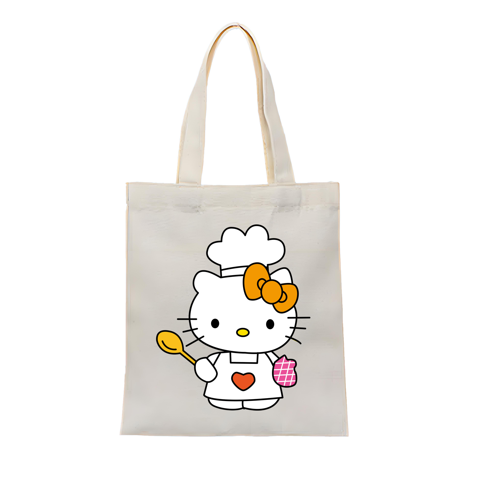 （画像用） Hello Kitty ハローキティ 縦型キャンバス生地手提げバッグ　トートバッグ