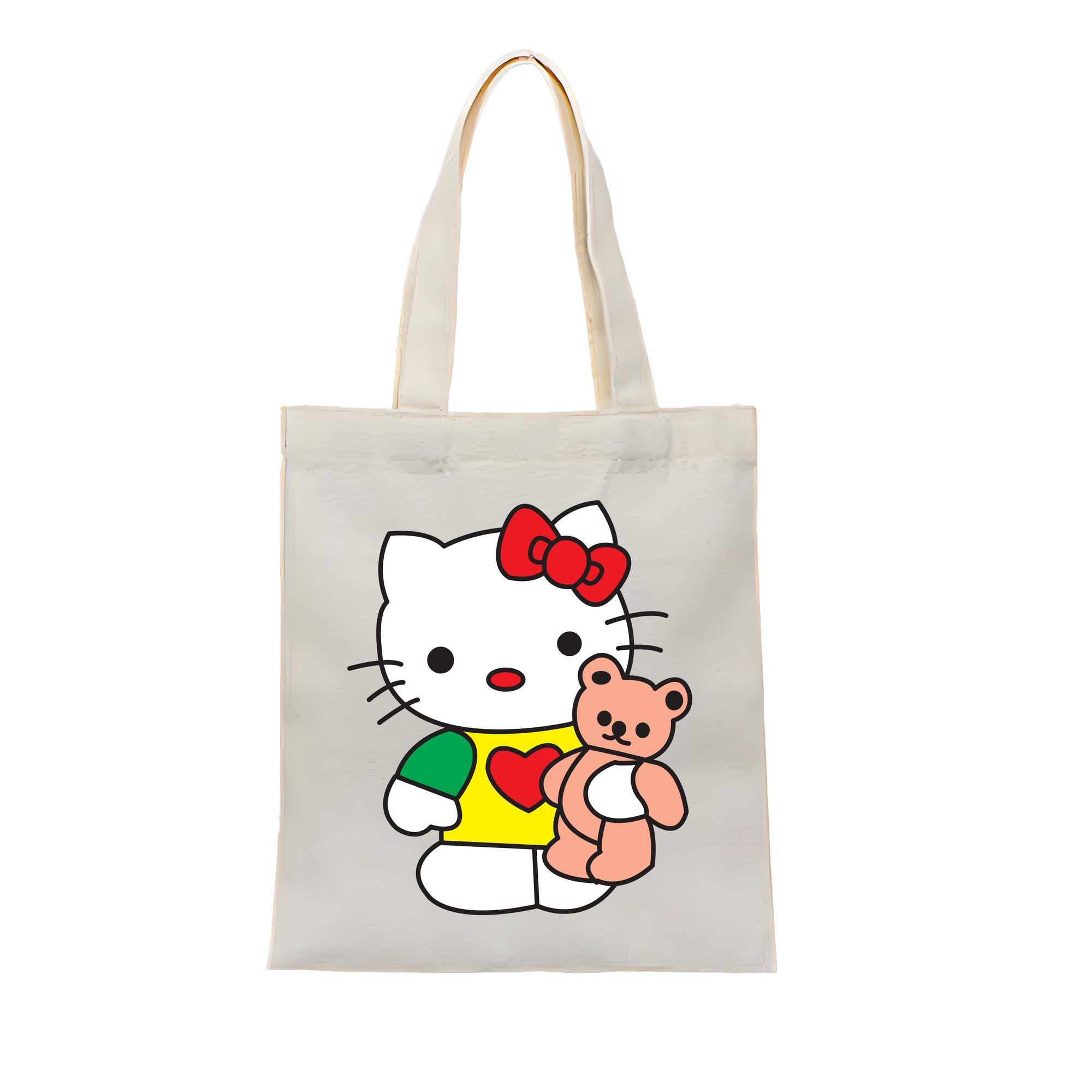 （画像用） Hello Kitty ハローキティ 縦型キャンバス生地手提げバッグ　トートバッグ