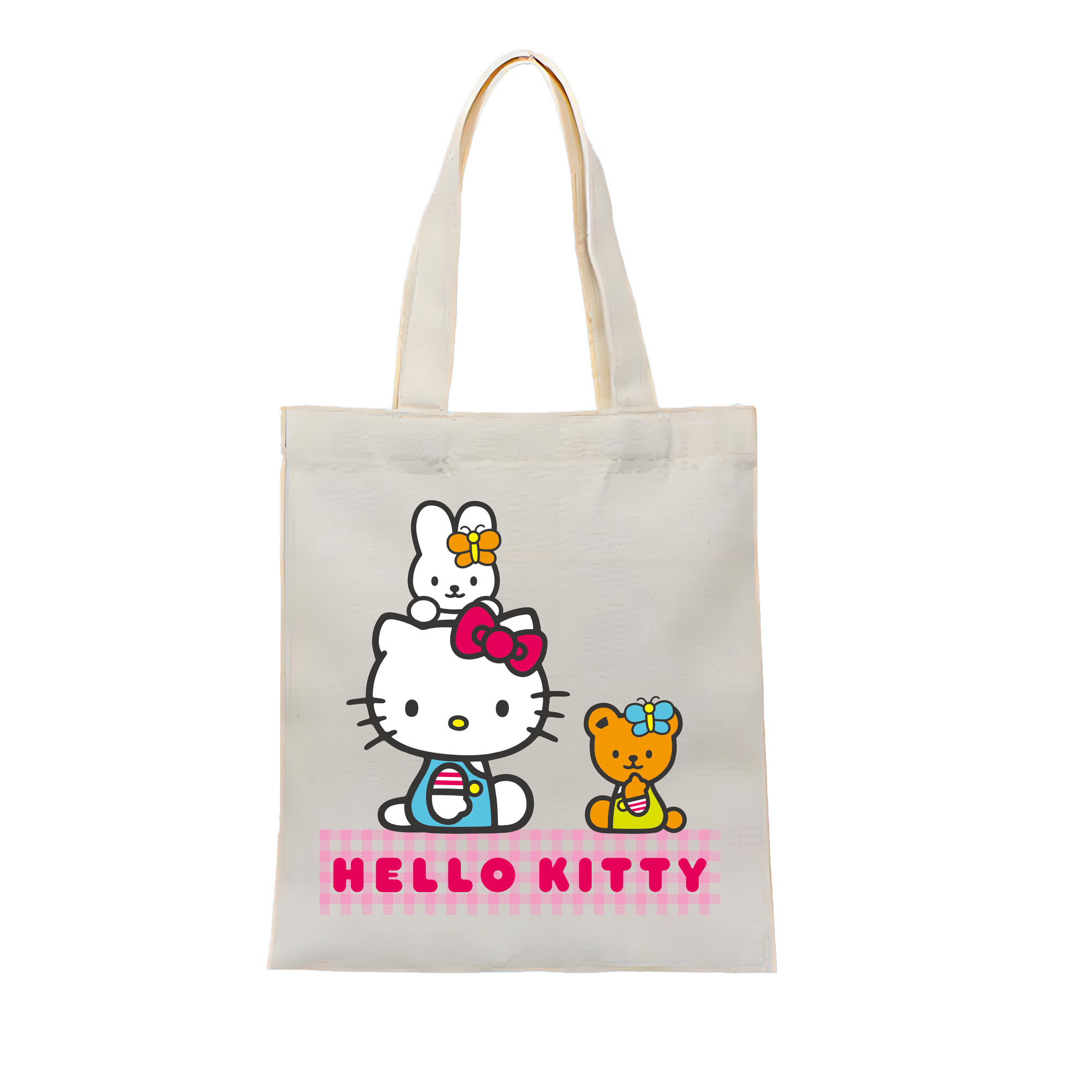 （画像用） Hello Kitty ハローキティ 縦型キャンバス生地手提げバッグ　トートバッグ