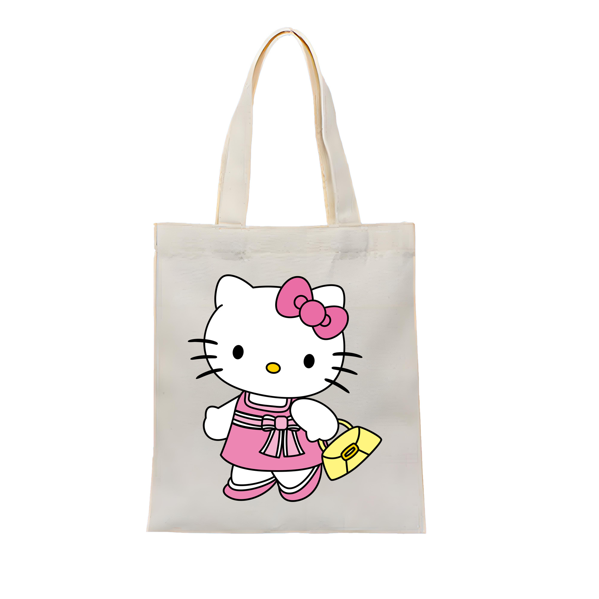 （画像用） Hello Kitty ハローキティ 縦型キャンバス生地手提げバッグ　トートバッグ