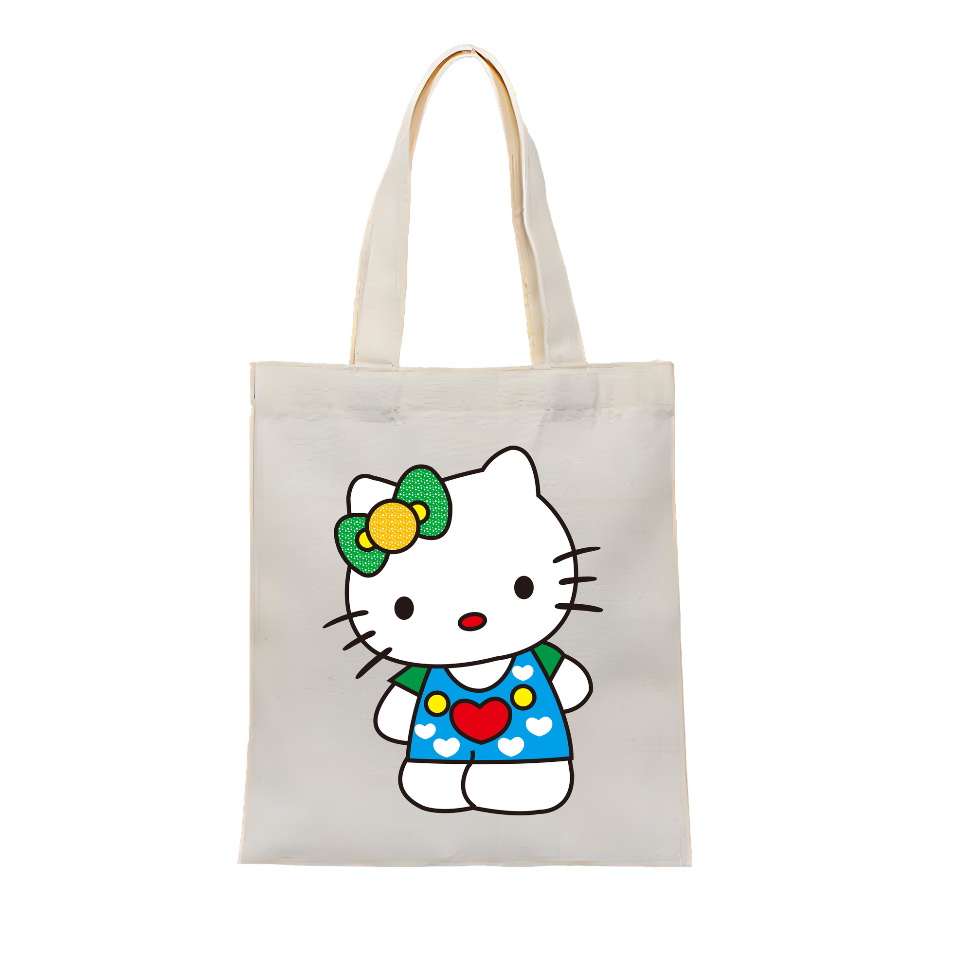 （画像用） Hello Kitty ハローキティ 縦型キャンバス生地手提げバッグ　トートバッグ