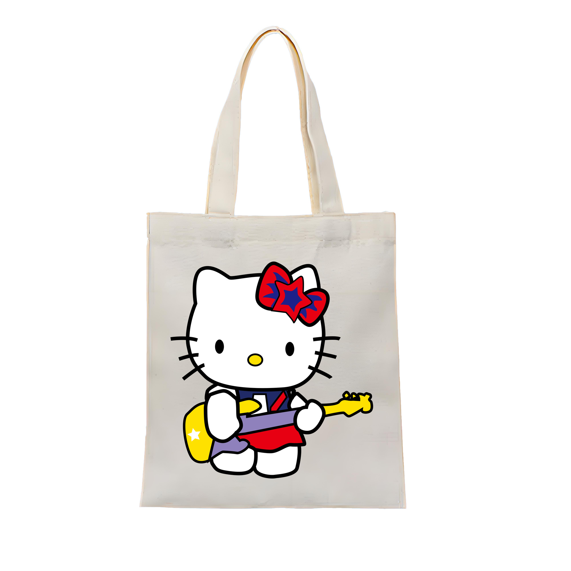 （画像用） Hello Kitty ハローキティ 縦型キャンバス生地手提げバッグ　トートバッグ