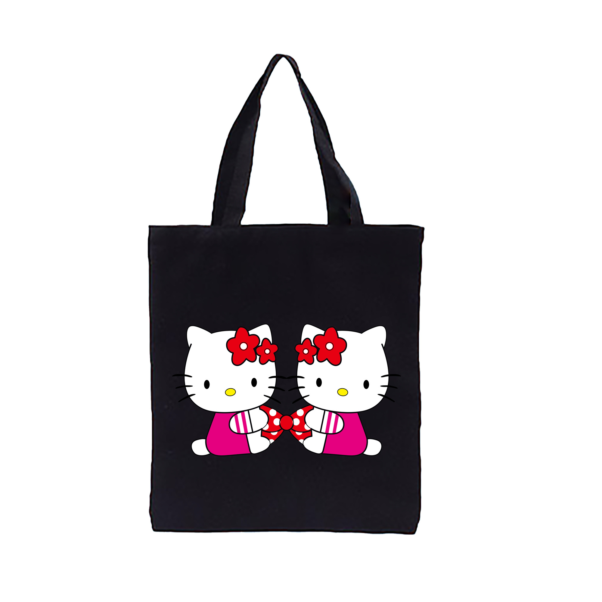 （画像用） Hello Kitty ハローキティ 縦型キャンバス生地手提げバッグ　トートバッグ