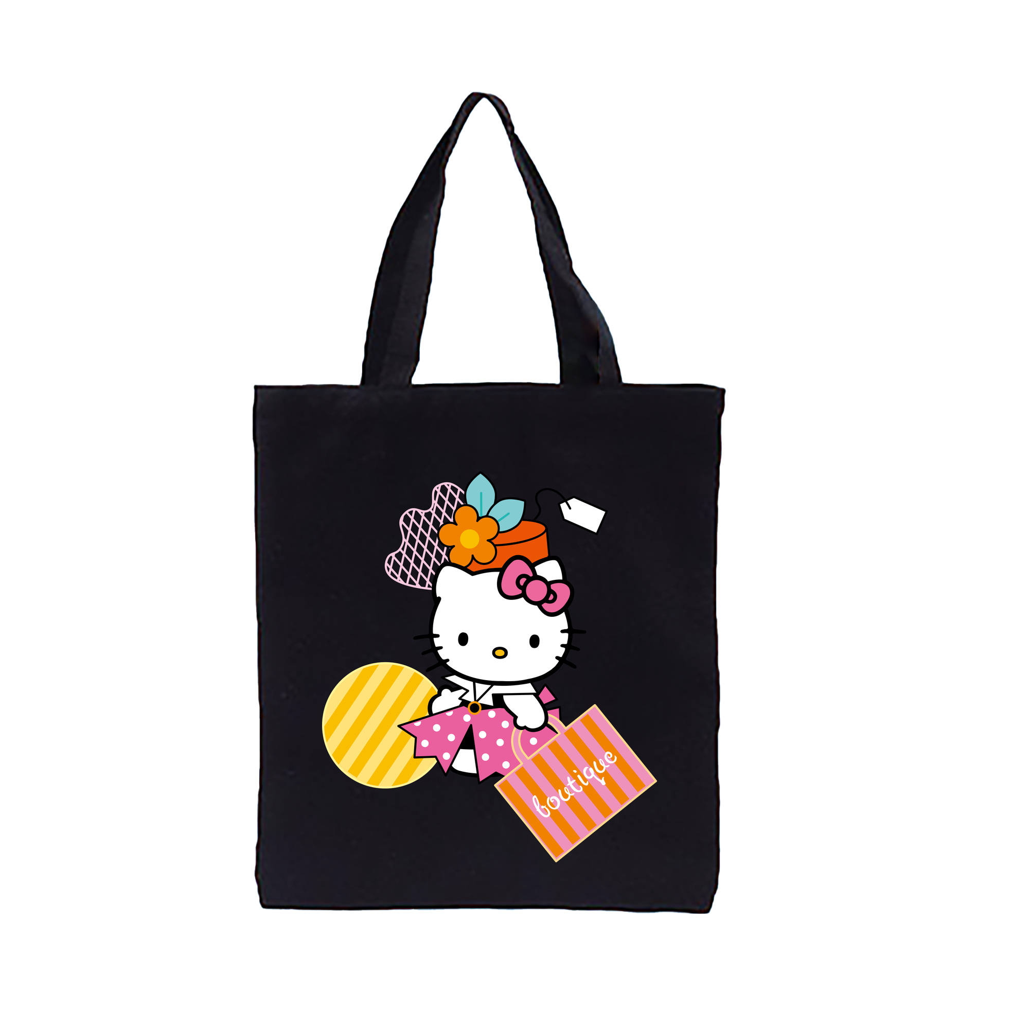 （画像用） Hello Kitty ハローキティ 縦型キャンバス生地手提げバッグ　トートバッグ