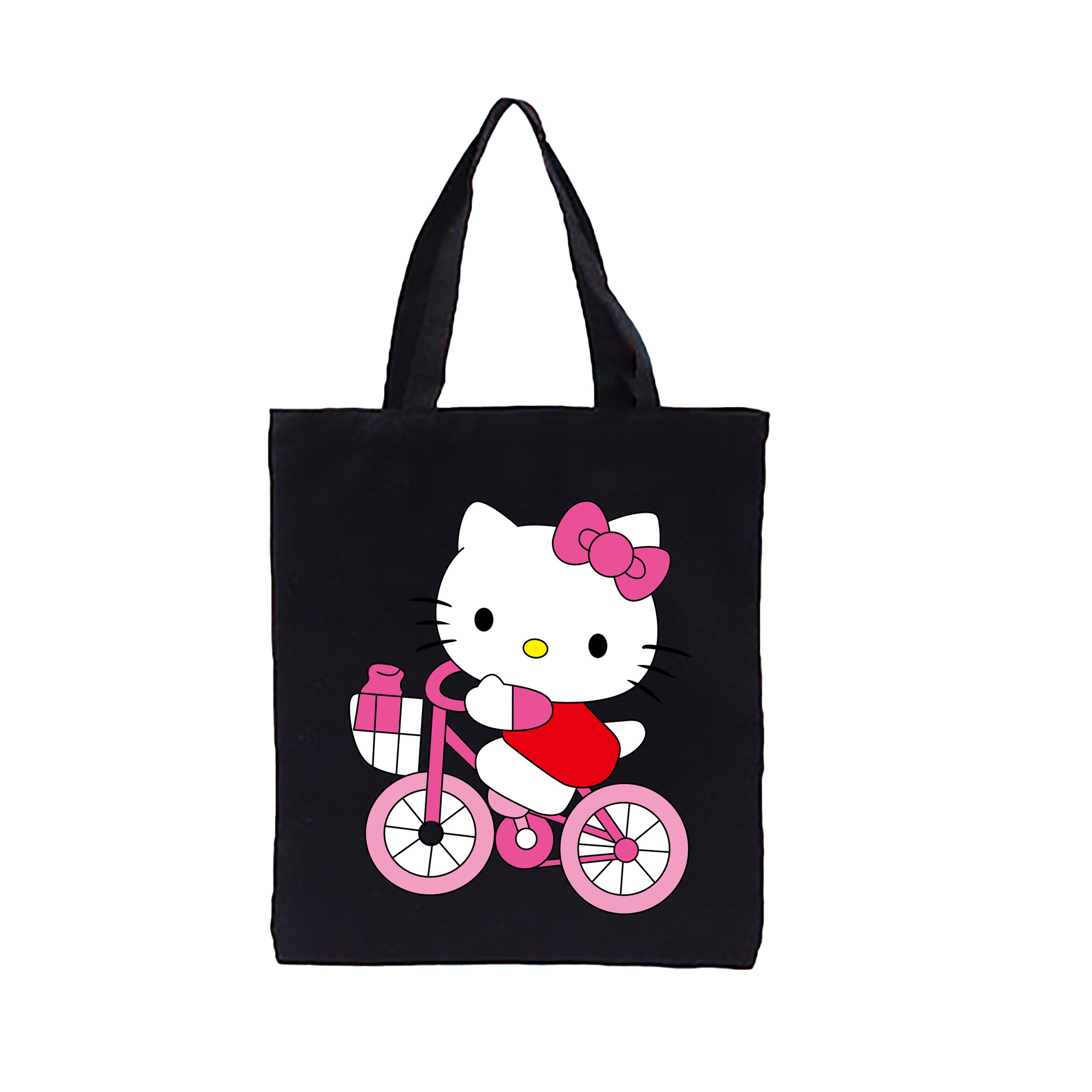（画像用） Hello Kitty ハローキティ 縦型キャンバス生地手提げバッグ　トートバッグ