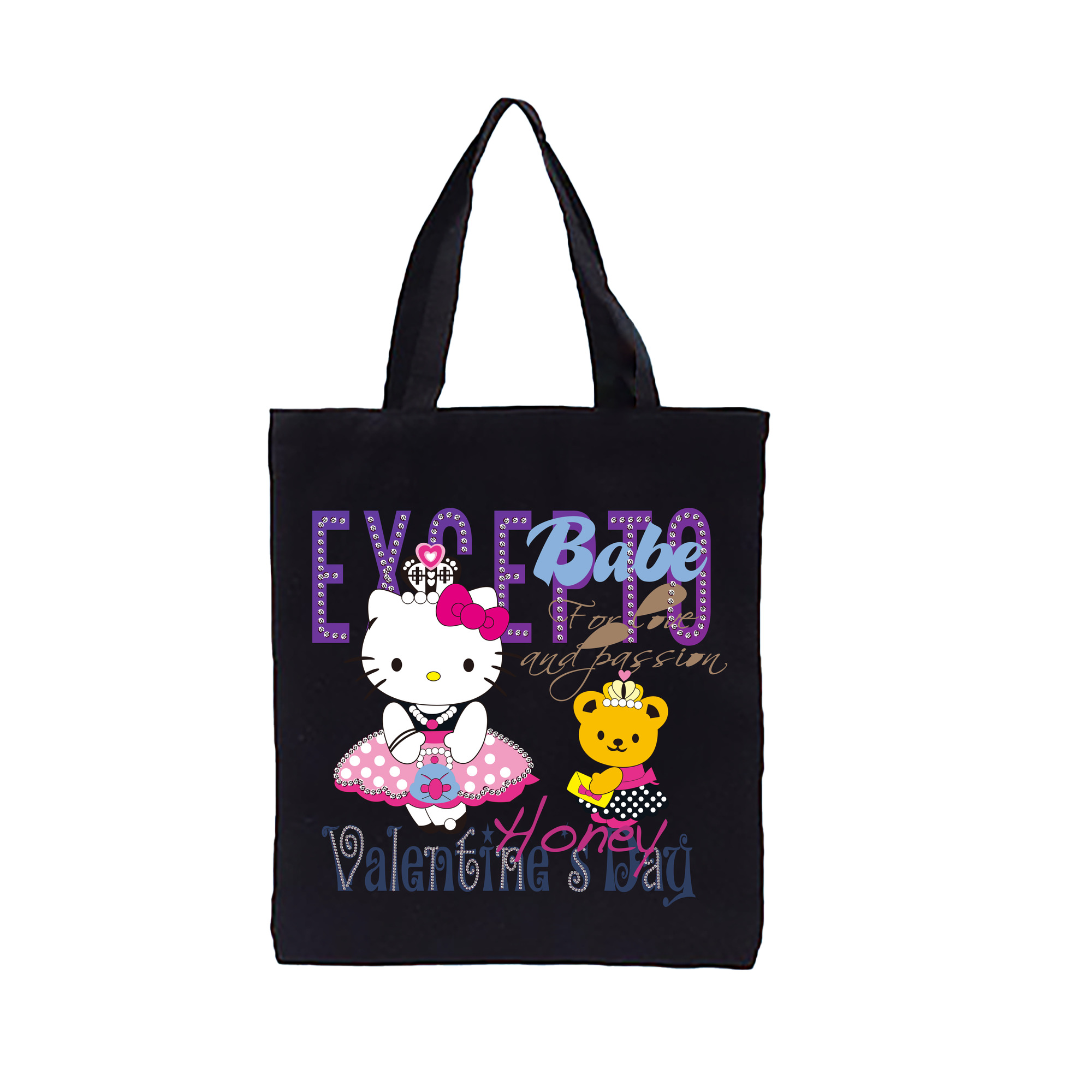 （画像用） Hello Kitty ハローキティ 縦型キャンバス生地手提げバッグ　トートバッグ