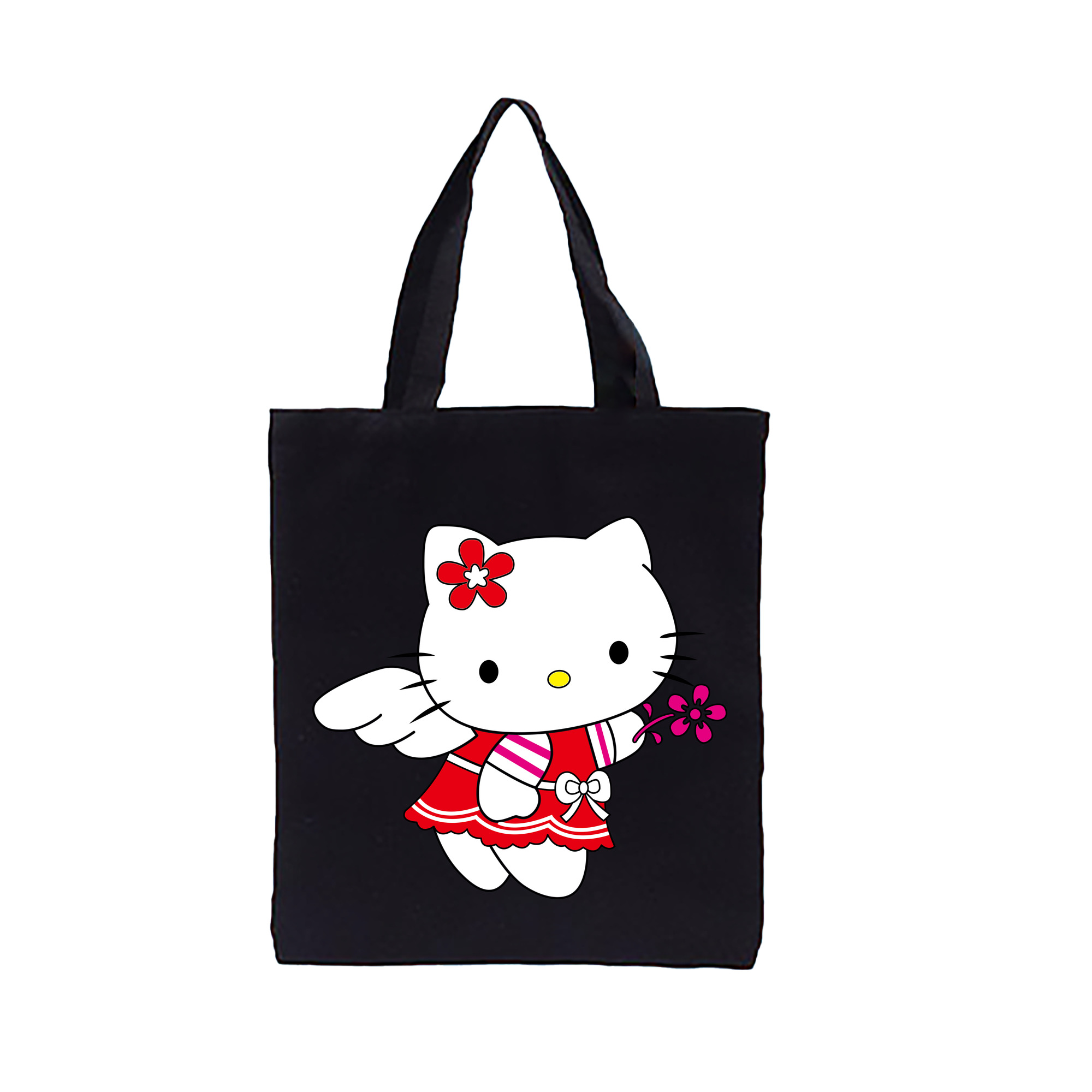 （画像用） Hello Kitty ハローキティ 縦型キャンバス生地手提げバッグ　トートバッグ
