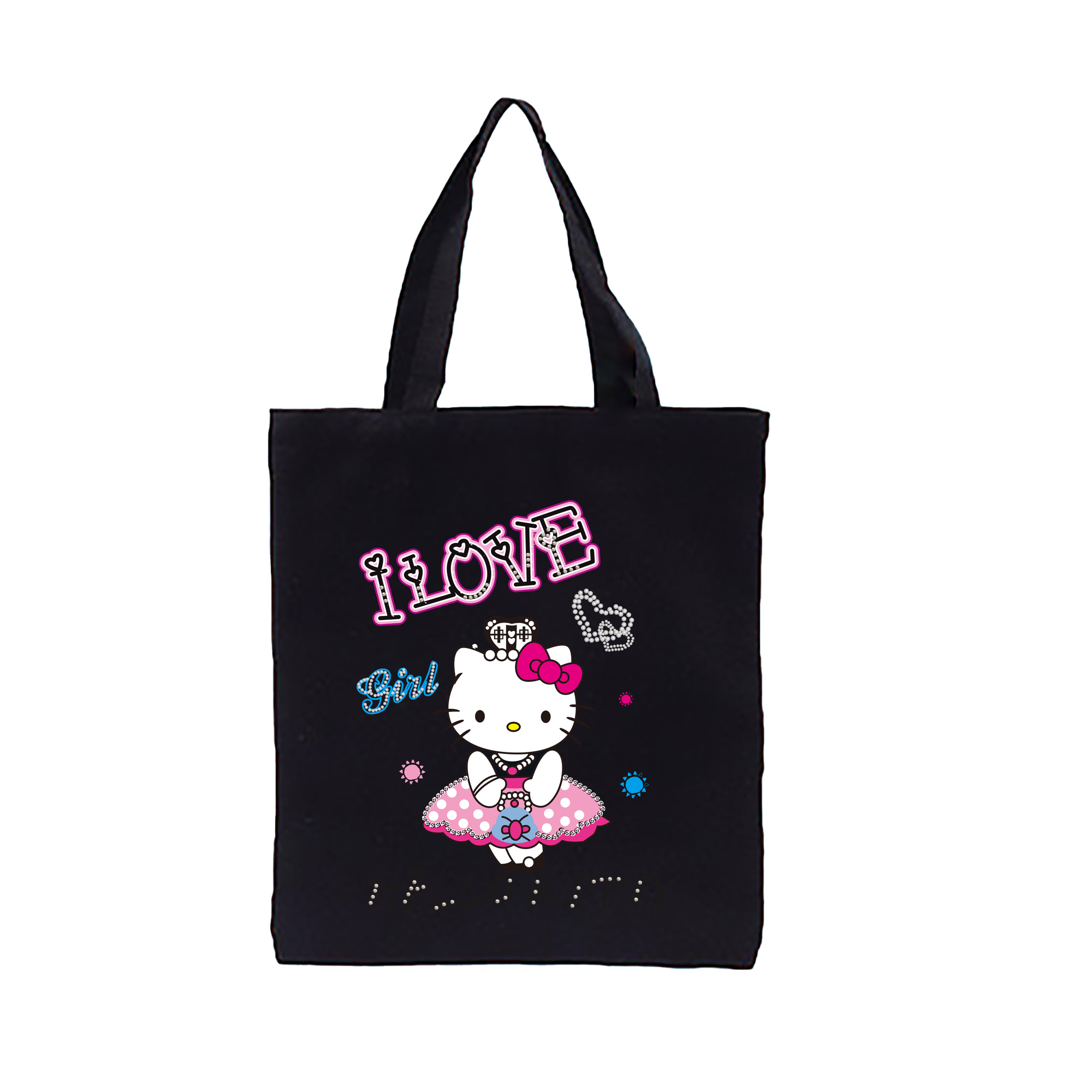 （画像用） Hello Kitty ハローキティ 縦型キャンバス生地手提げバッグ　トートバッグ