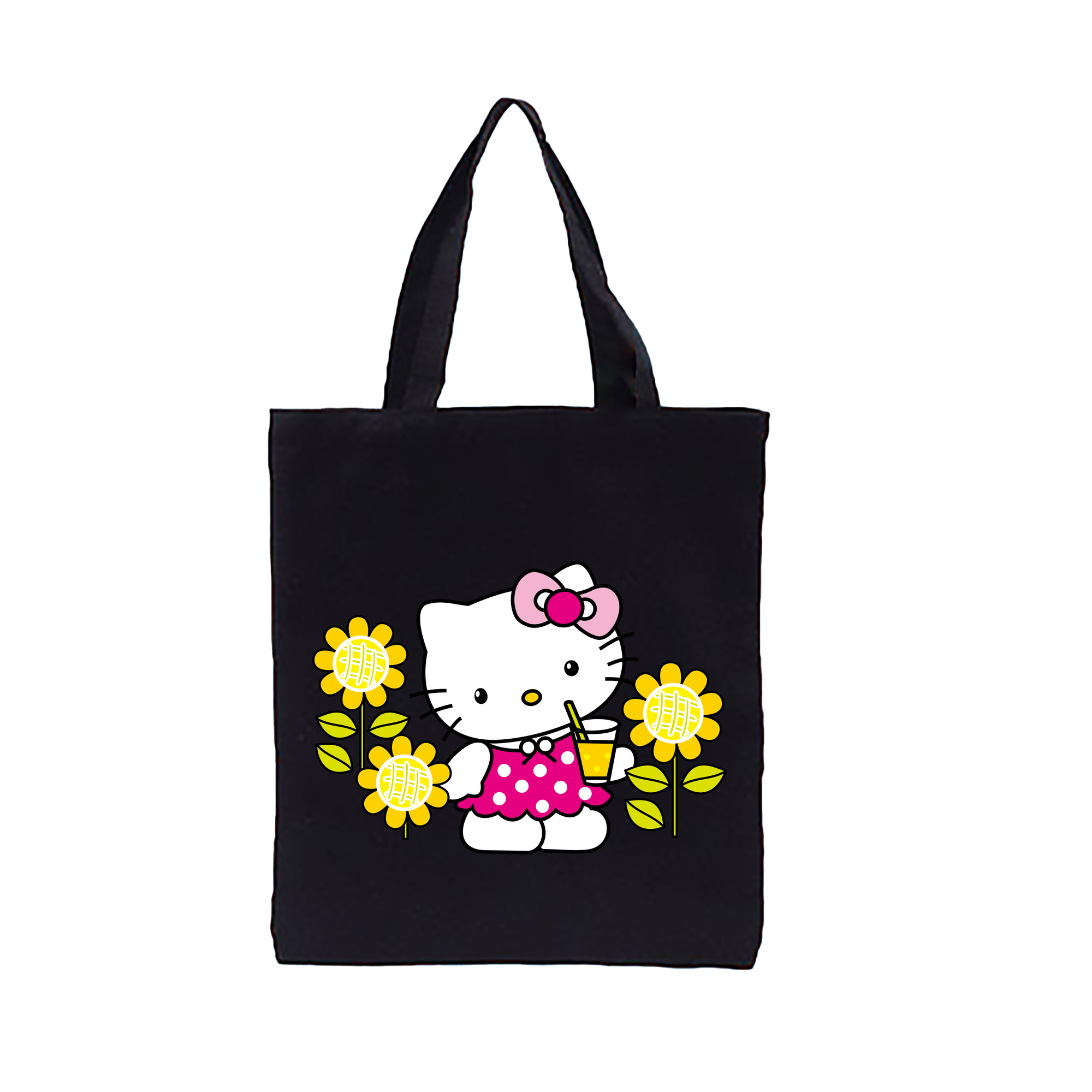（画像用） Hello Kitty ハローキティ 縦型キャンバス生地手提げバッグ　トートバッグ