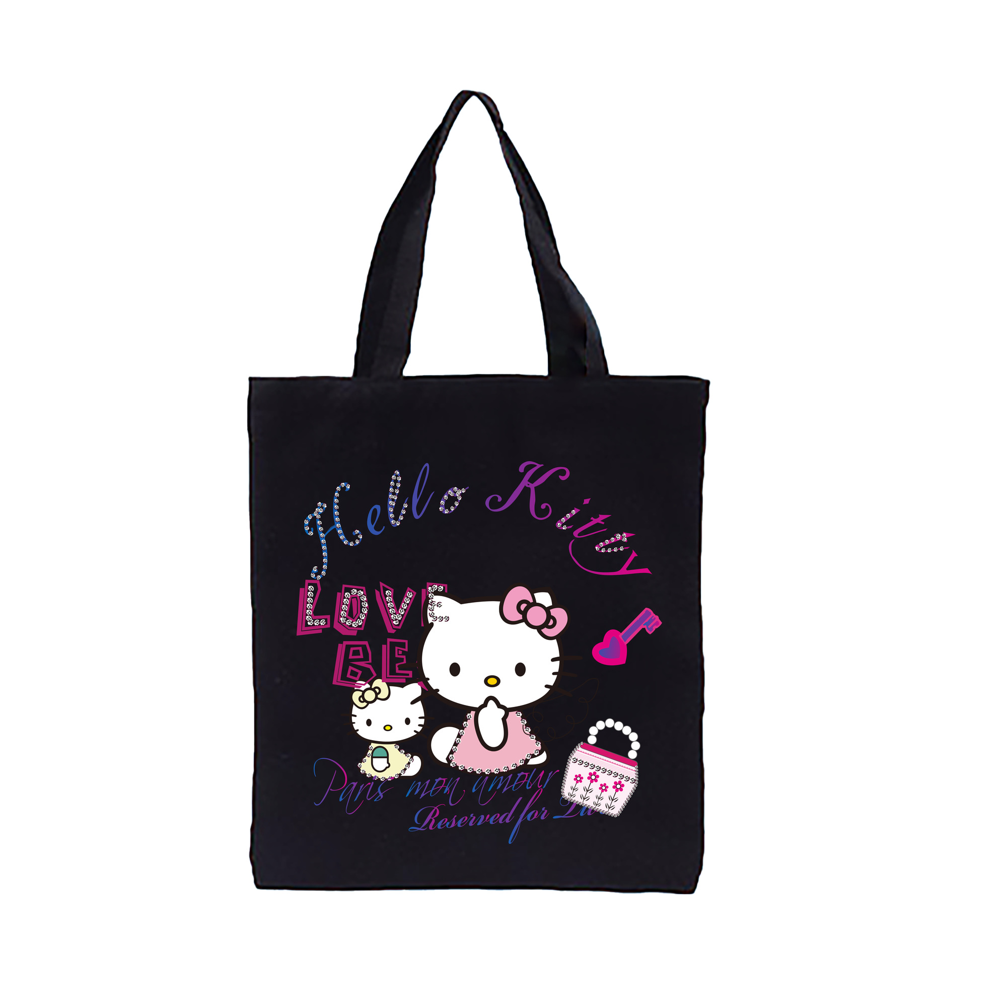 （画像用） Hello Kitty ハローキティ 縦型キャンバス生地手提げバッグ　トートバッグ