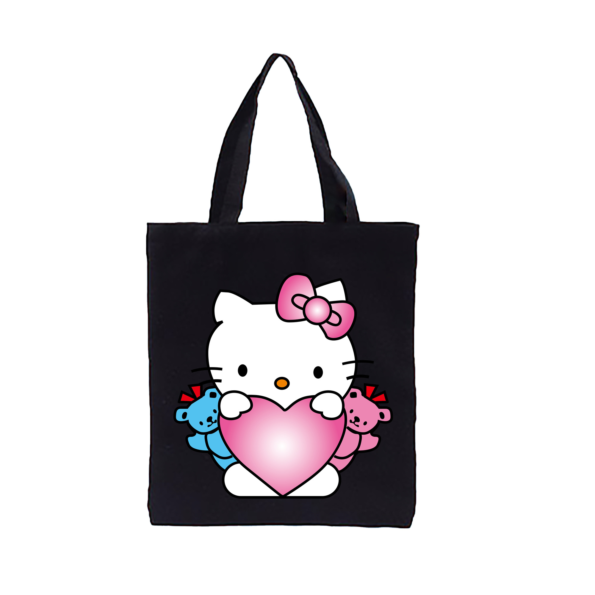 （画像用） Hello Kitty ハローキティ 縦型キャンバス生地手提げバッグ　トートバッグ