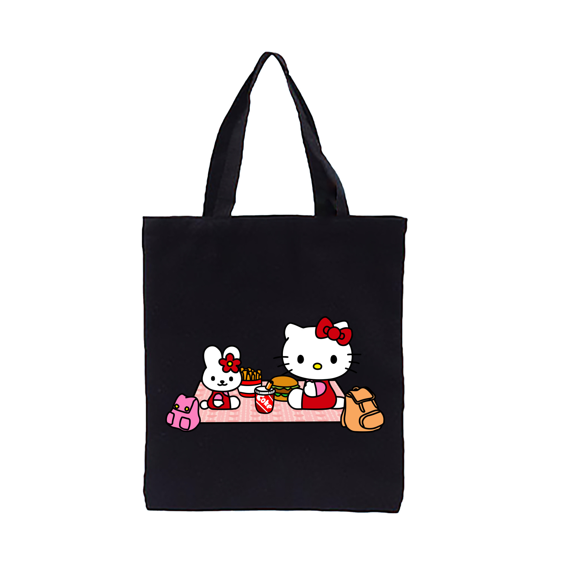 （画像用） Hello Kitty ハローキティ 縦型キャンバス生地手提げバッグ　トートバッグ
