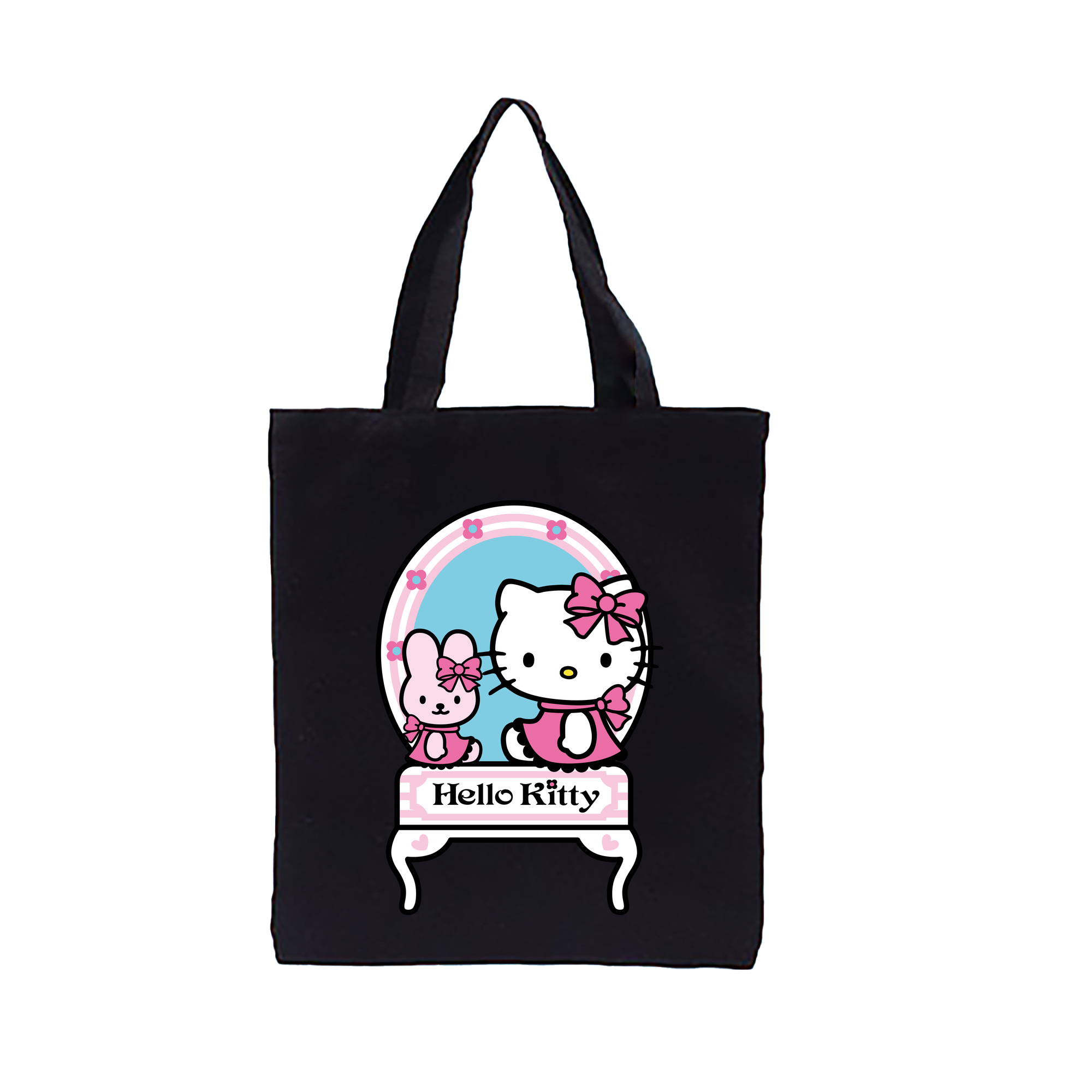 （画像用） Hello Kitty ハローキティ 縦型キャンバス生地手提げバッグ　トートバッグ