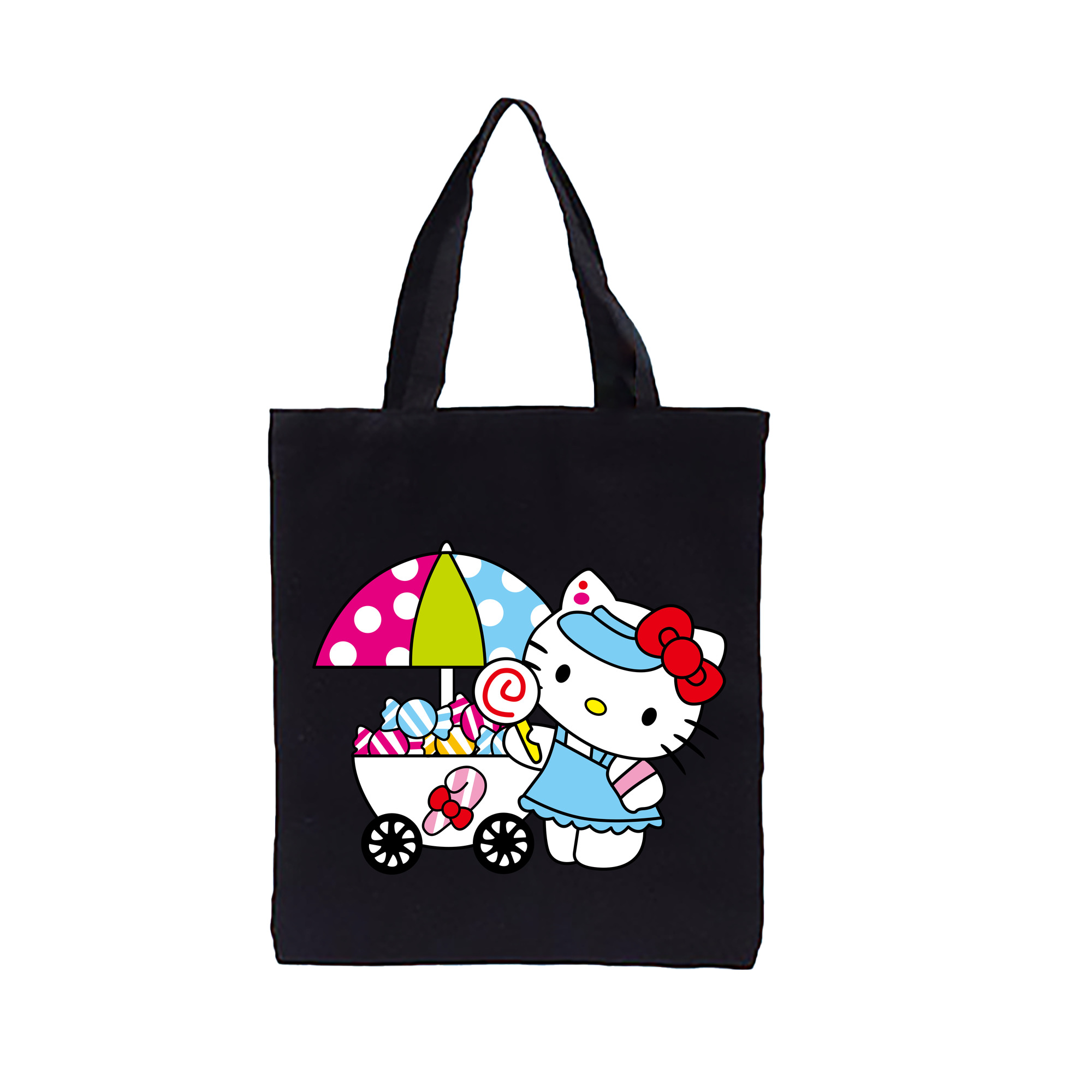 （画像用） Hello Kitty ハローキティ 縦型キャンバス生地手提げバッグ　トートバッグ