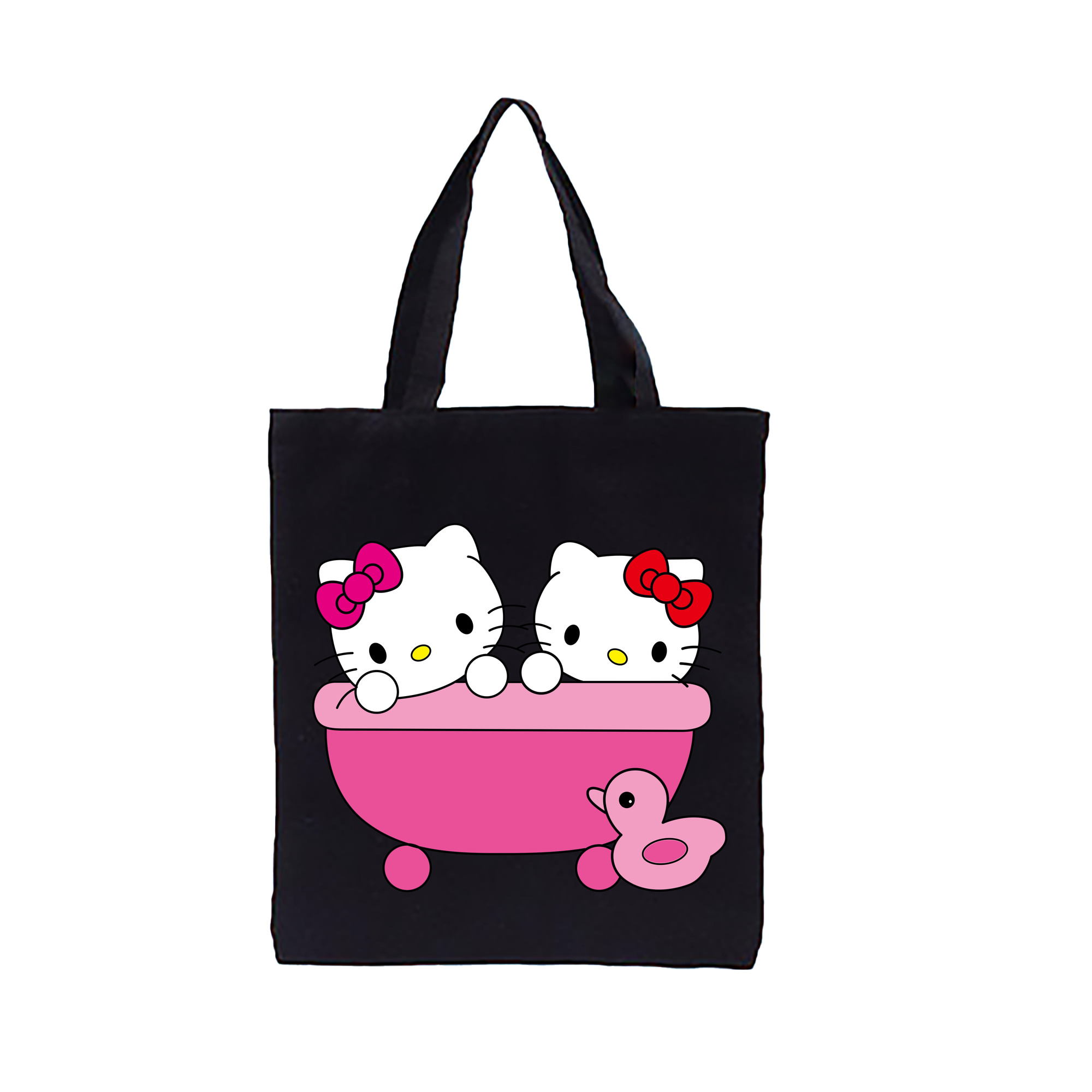 （画像用） Hello Kitty ハローキティ 縦型キャンバス生地手提げバッグ　トートバッグ