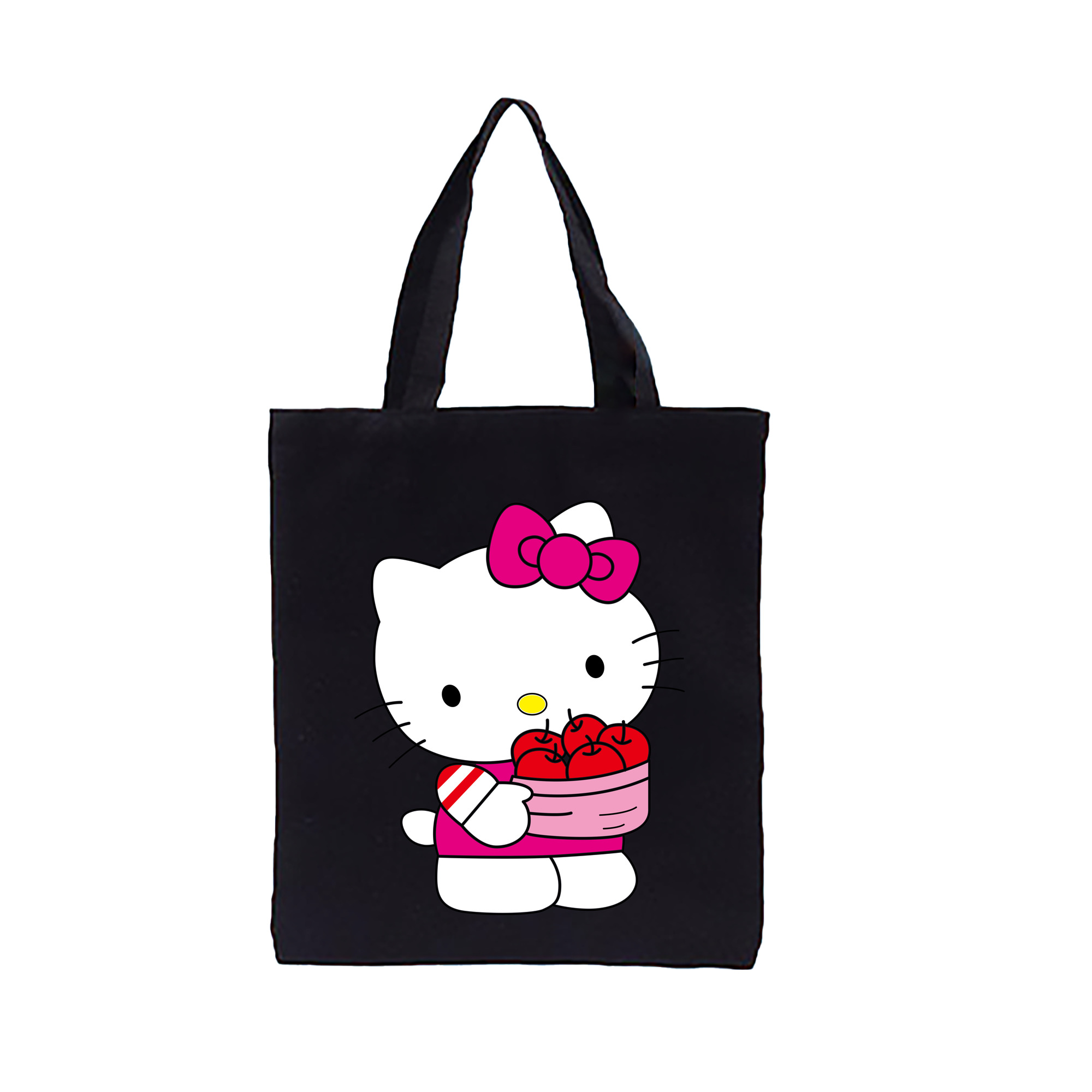 （画像用） Hello Kitty ハローキティ 縦型キャンバス生地手提げバッグ　トートバッグ
