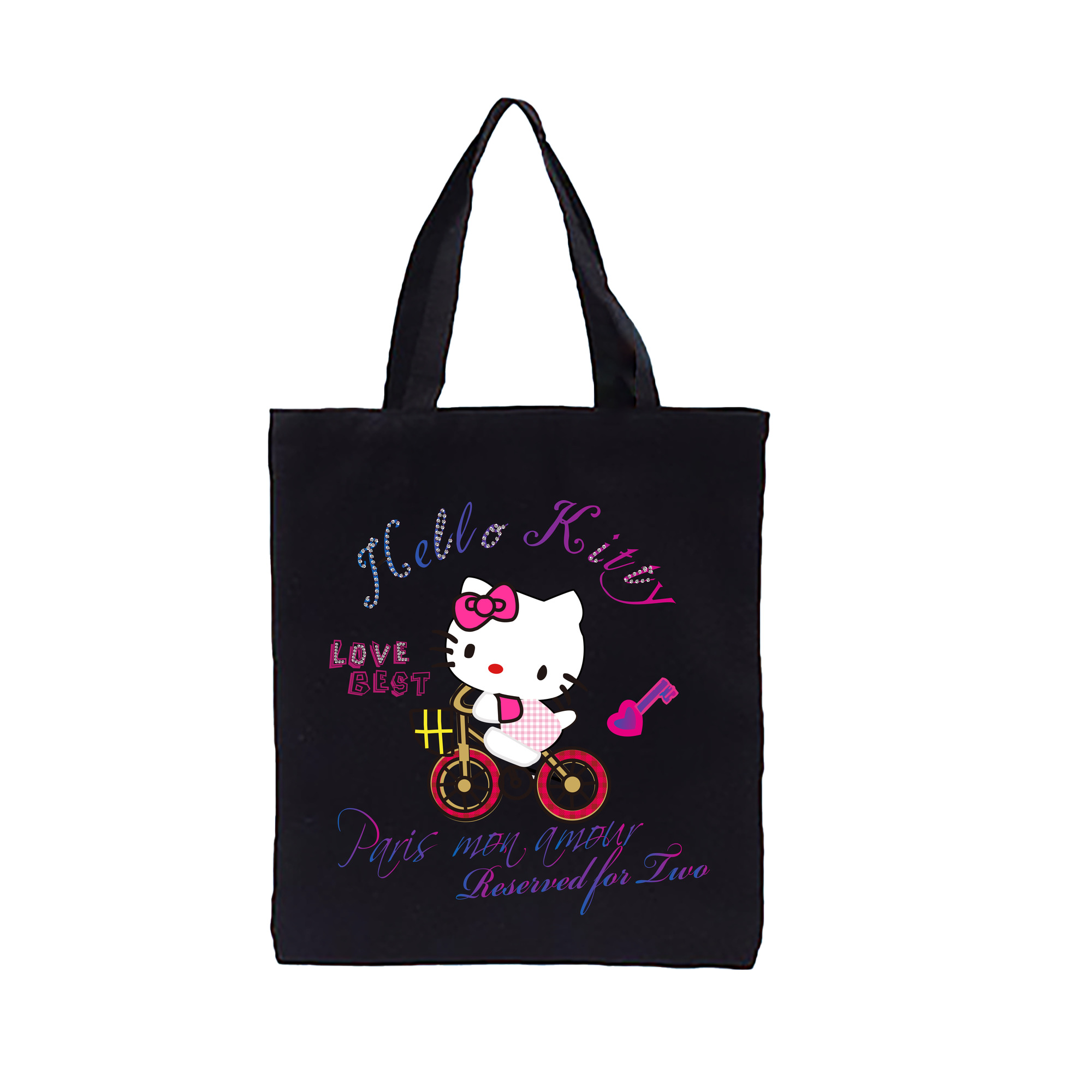 （画像用） Hello Kitty ハローキティ 縦型キャンバス生地手提げバッグ　トートバッグ