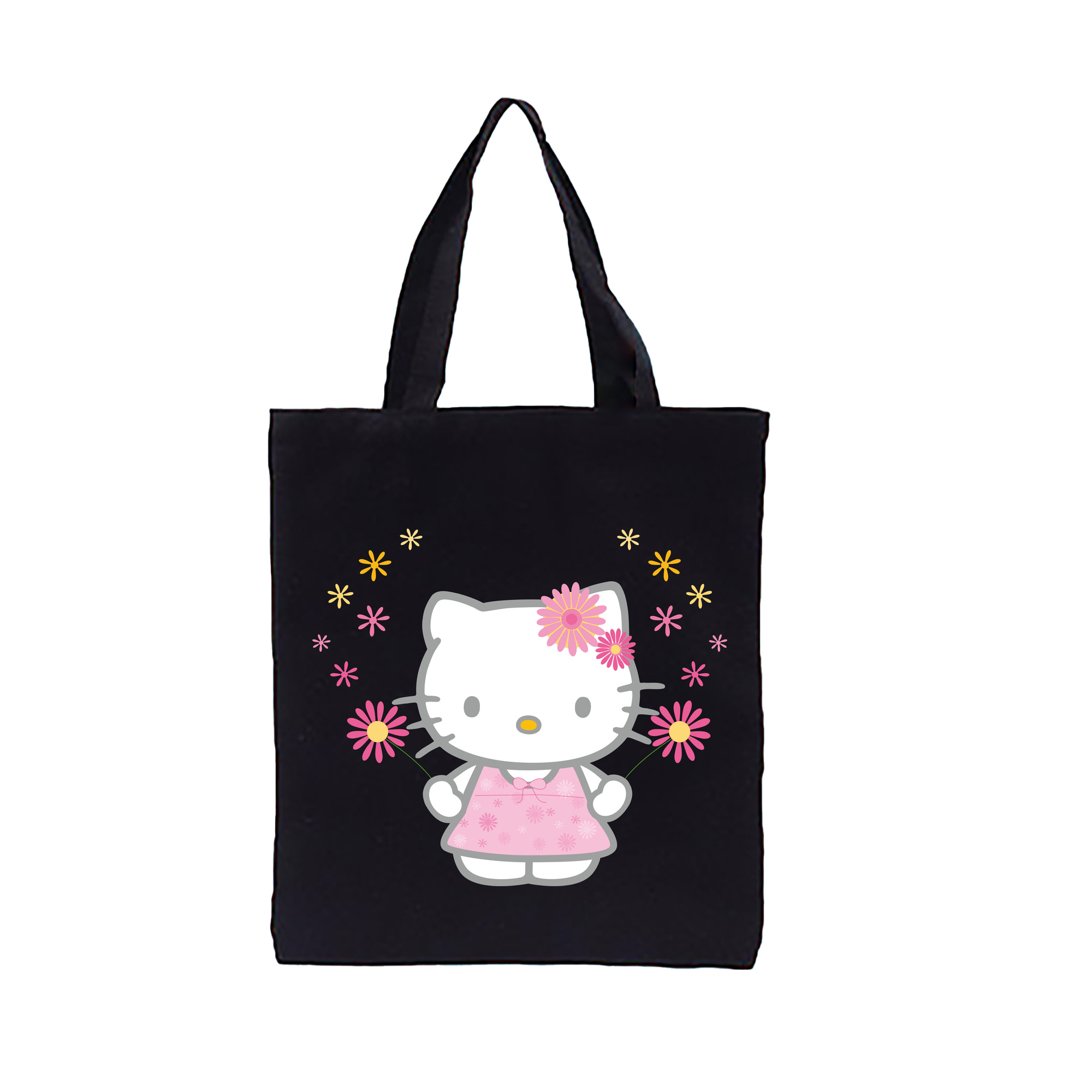 （画像用） Hello Kitty ハローキティ 縦型キャンバス生地手提げバッグ　トートバッグ