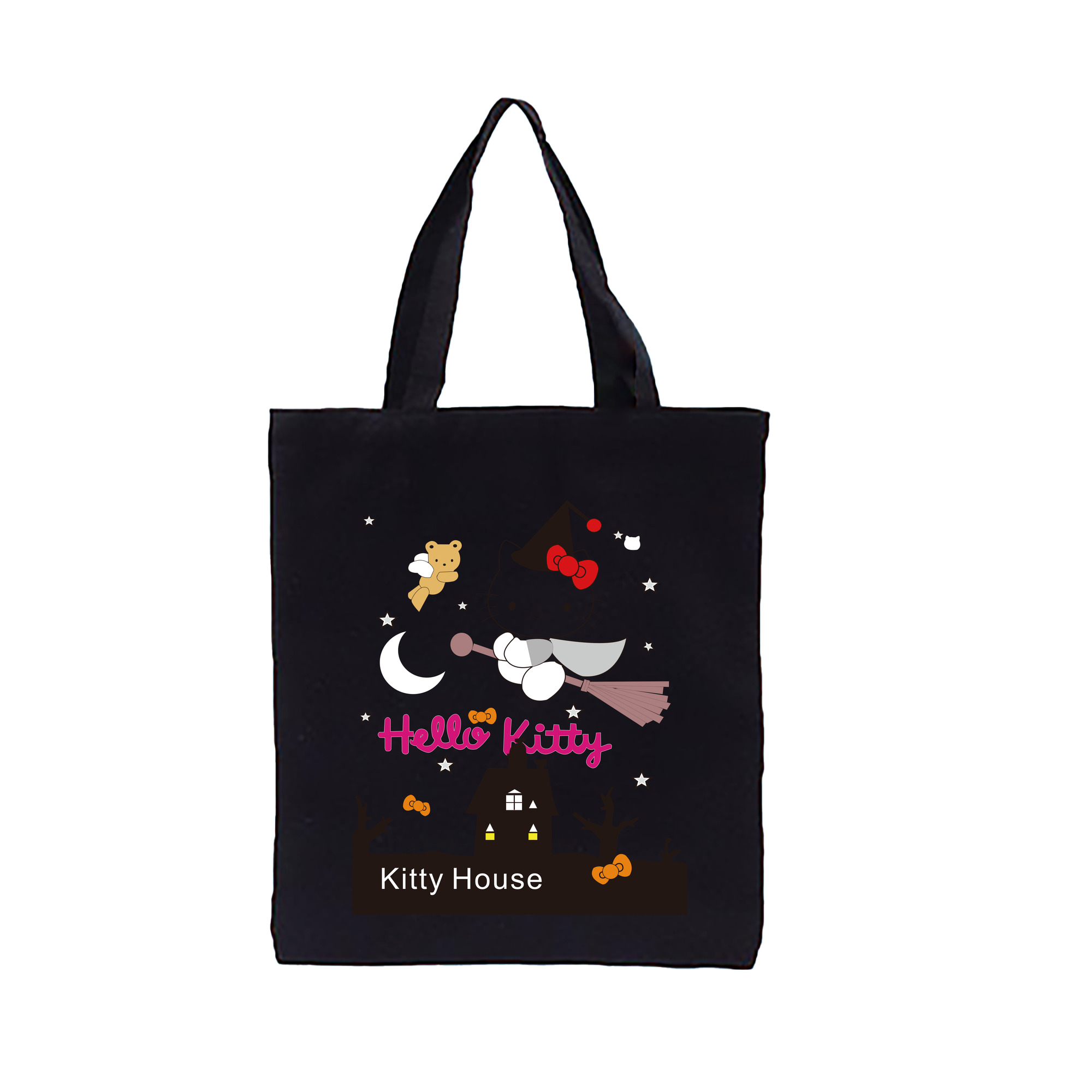 （画像用） Hello Kitty ハローキティ 縦型キャンバス生地手提げバッグ　トートバッグ